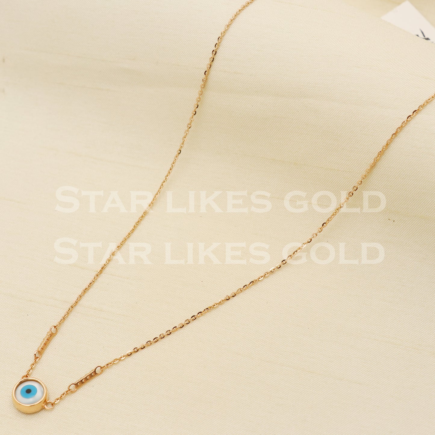 Evil Eye 18k 18KT GOLD chain necklace Handmade fine Jewelry, PR1334