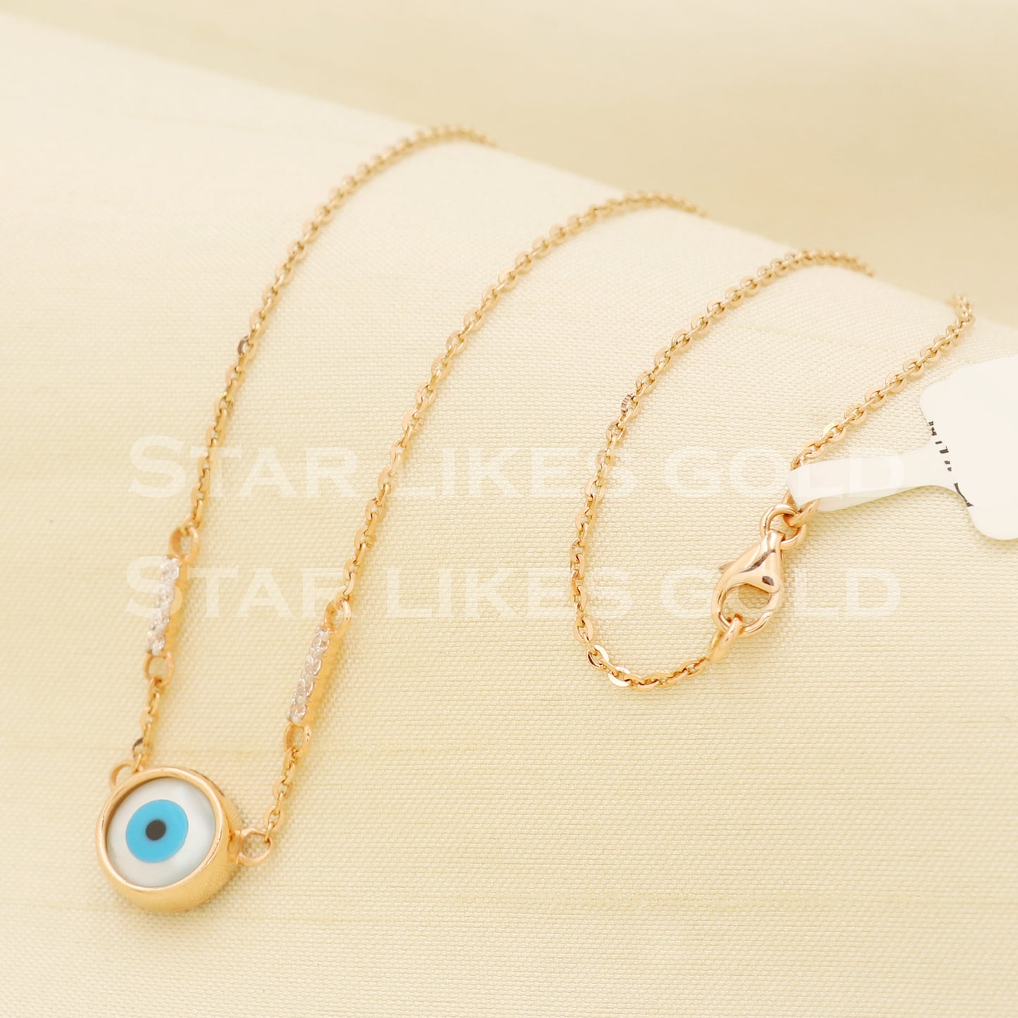 Evil Eye 18k 18KT GOLD chain necklace Handmade fine Jewelry, PR1334