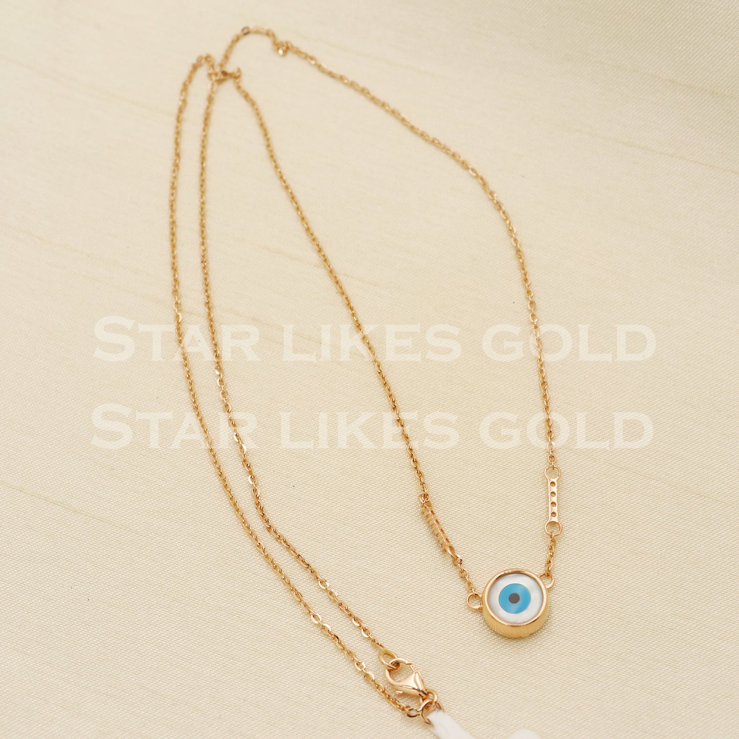 Evil Eye 18k 18KT GOLD chain necklace Handmade fine Jewelry, PR1334