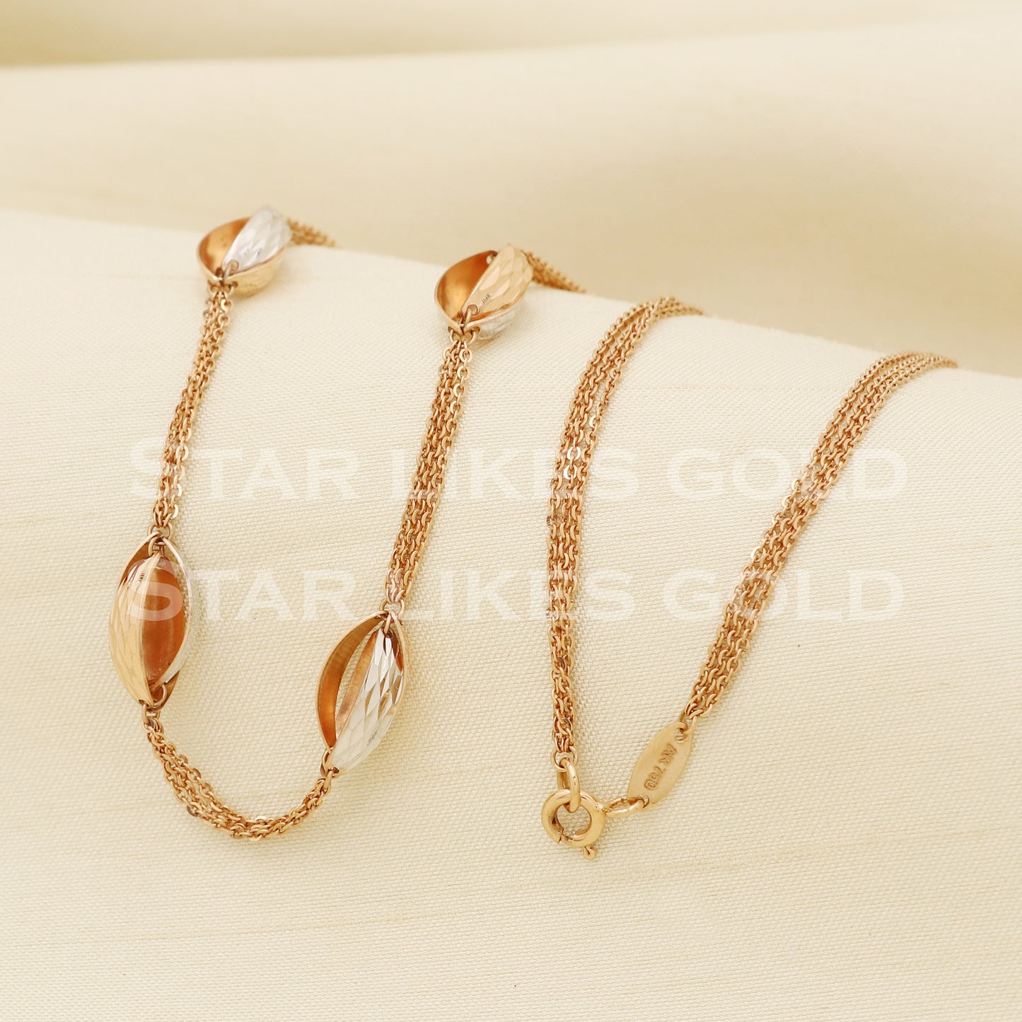 18k 18KT GOLD chain necklace Handmade fine Jewelry, PR1338