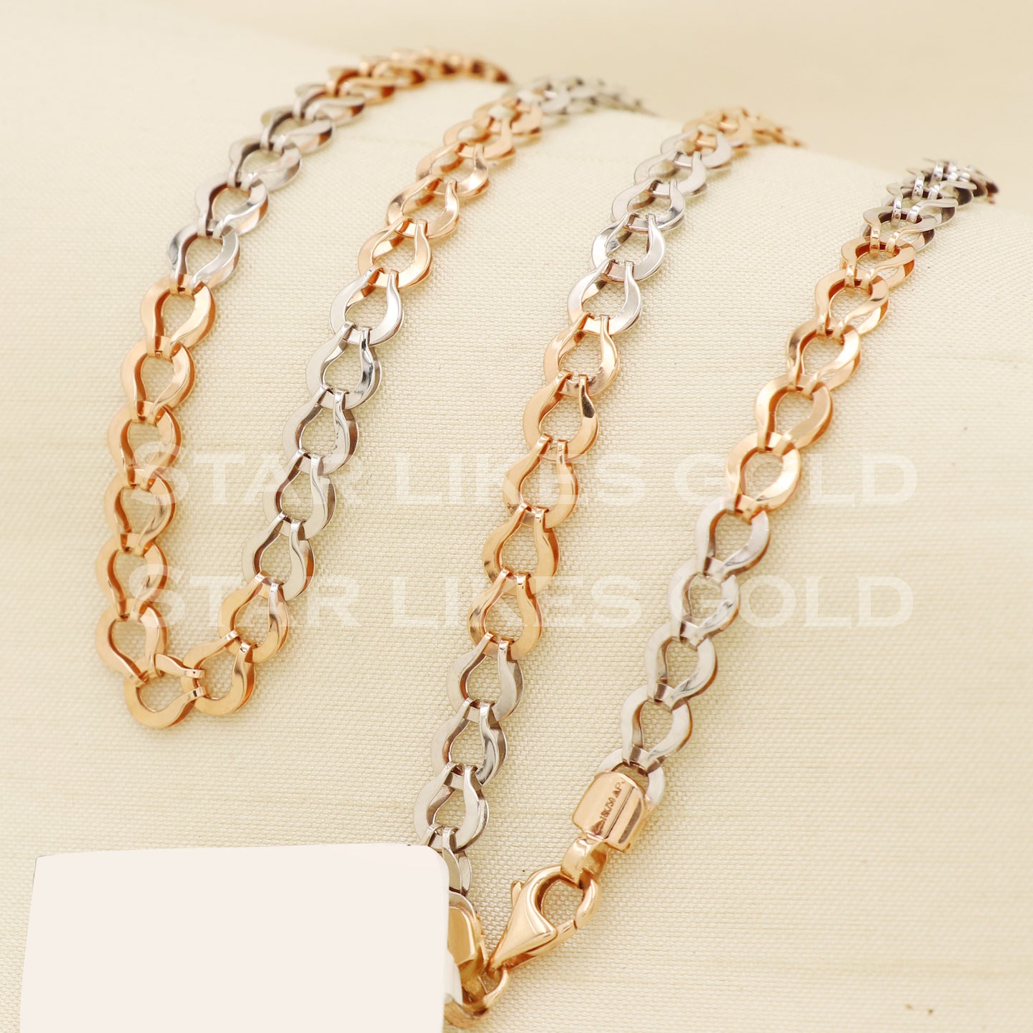 18k 18KT GOLD rose gold white gold chain necklace Handmade fine Jewelry, PR1378