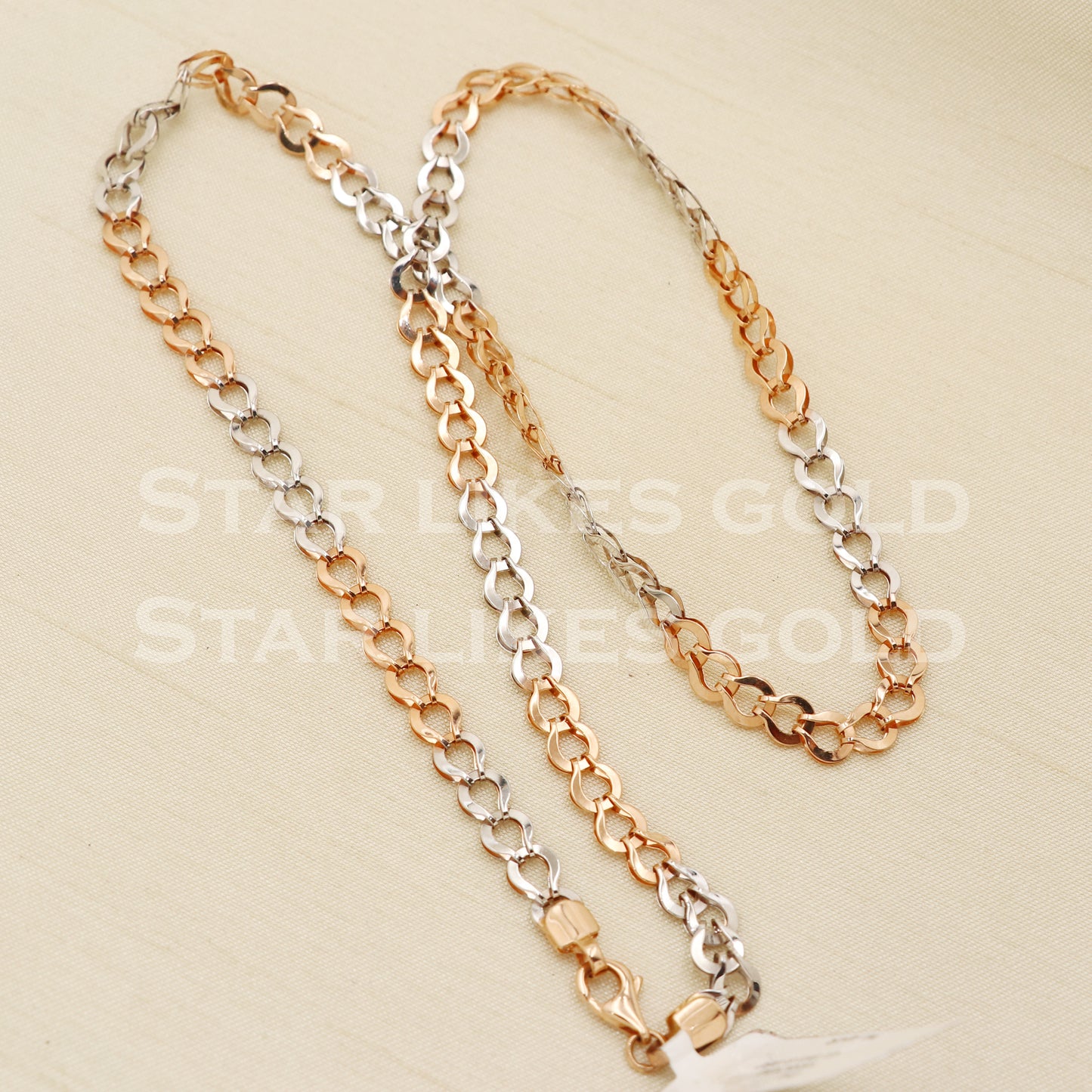 18k 18KT GOLD rose gold white gold chain necklace Handmade fine Jewelry, PR1378