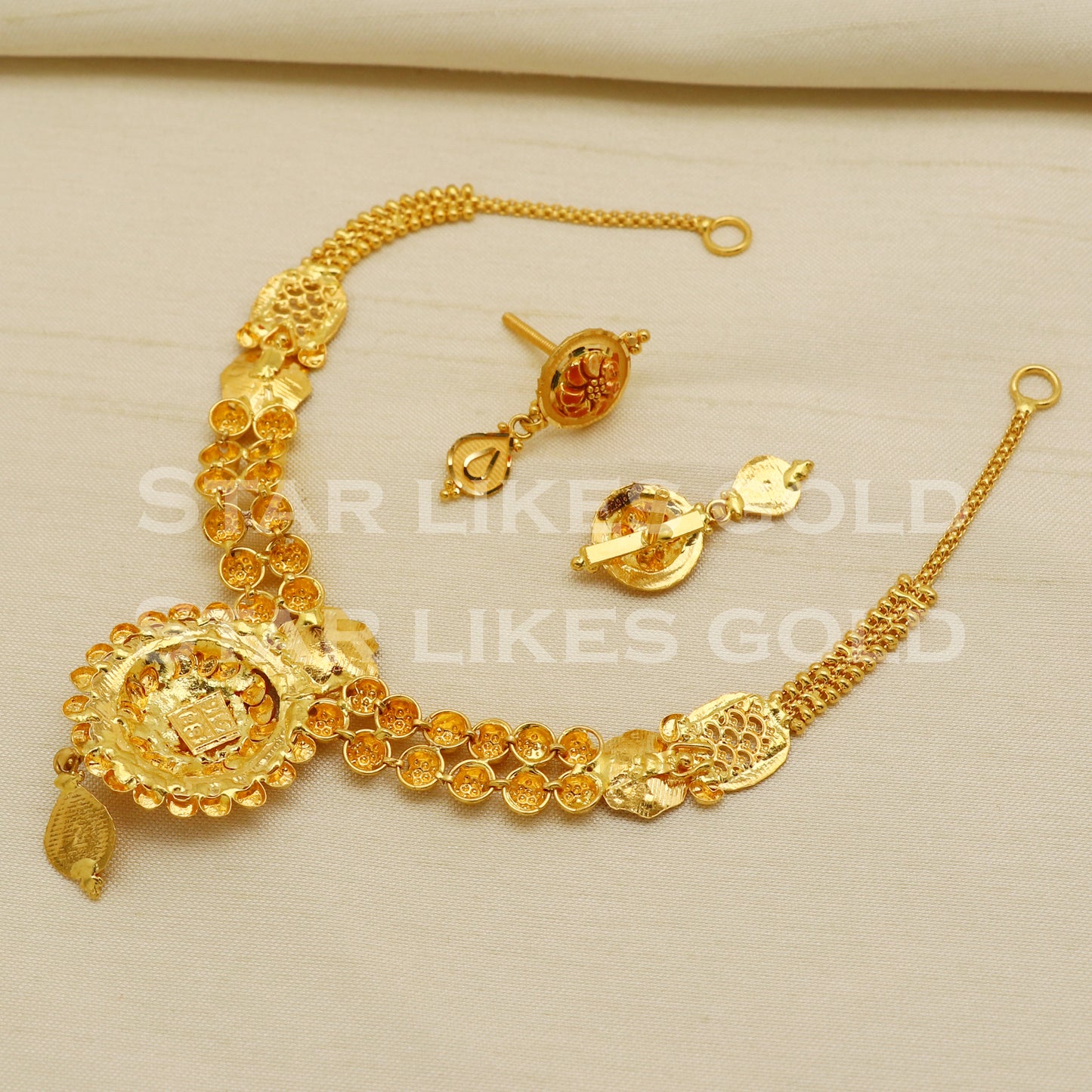 Fine 22KT 22 Karat GOLD NECKLACE Earrings set Jewelry, Indian jewelry, Perfect Gift for Loved Ones, PR1409