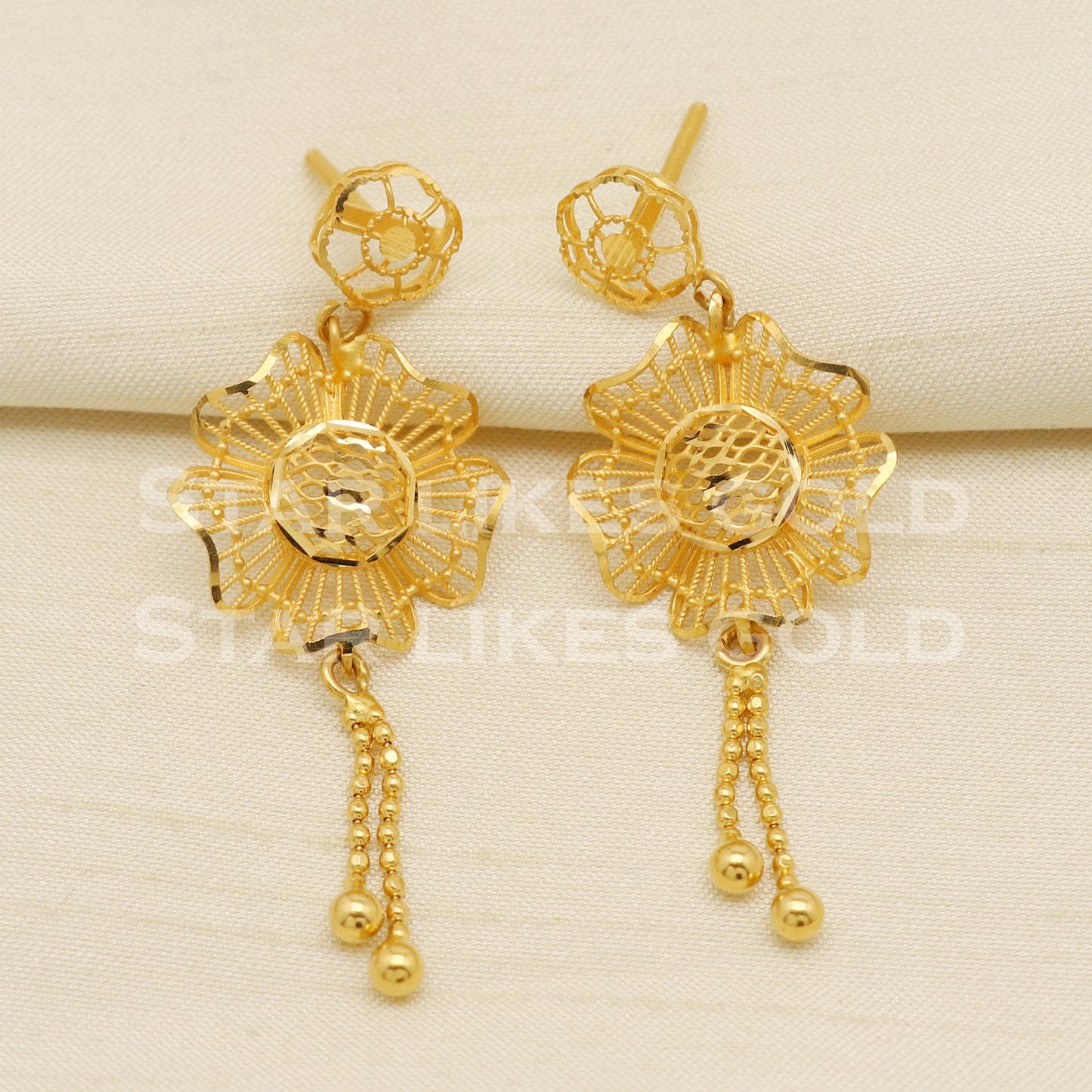 Fine 22KT 22 Karat GOLD Filigree NECKLACE Earrings set Jewelry, Indian jewelry, Perfect Gift for Loved Ones, PR1411
