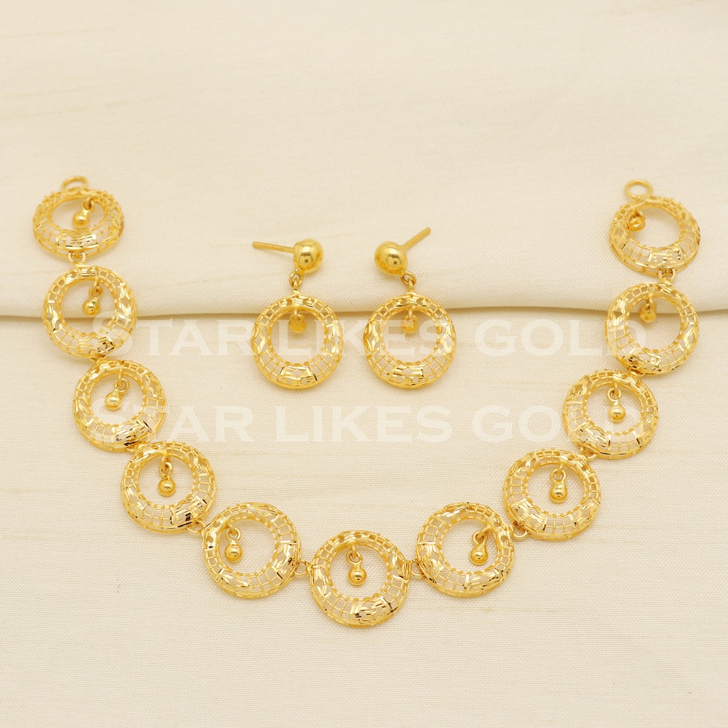 Fine 22KT 22 Karat GOLD Filigree NECKLACE Earrings set Jewelry, Indian jewelry, Perfect Gift for Loved Ones, PR1412