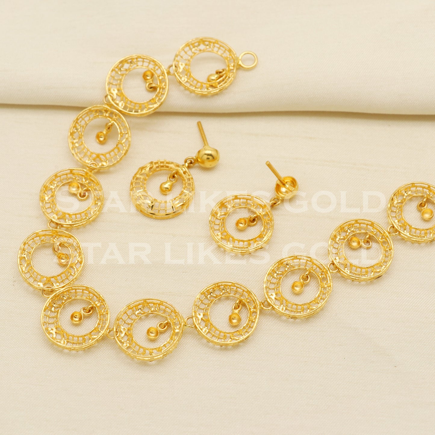 Fine 22KT 22 Karat GOLD Filigree NECKLACE Earrings set Jewelry, Indian jewelry, Perfect Gift for Loved Ones, PR1412