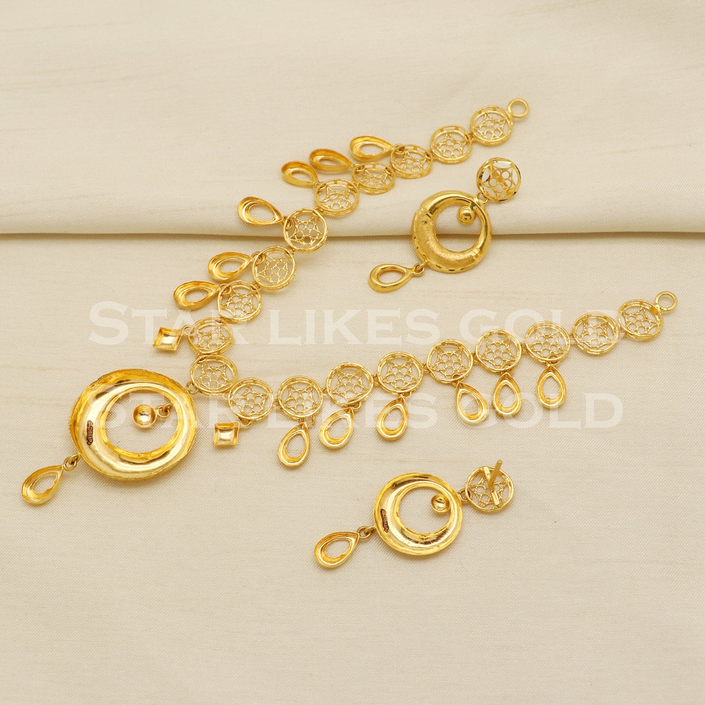 Fine 22KT 22 Karat GOLD Filigree NECKLACE Earrings set Jewelry, Indian jewelry, Perfect Gift for Loved Ones, PR1413