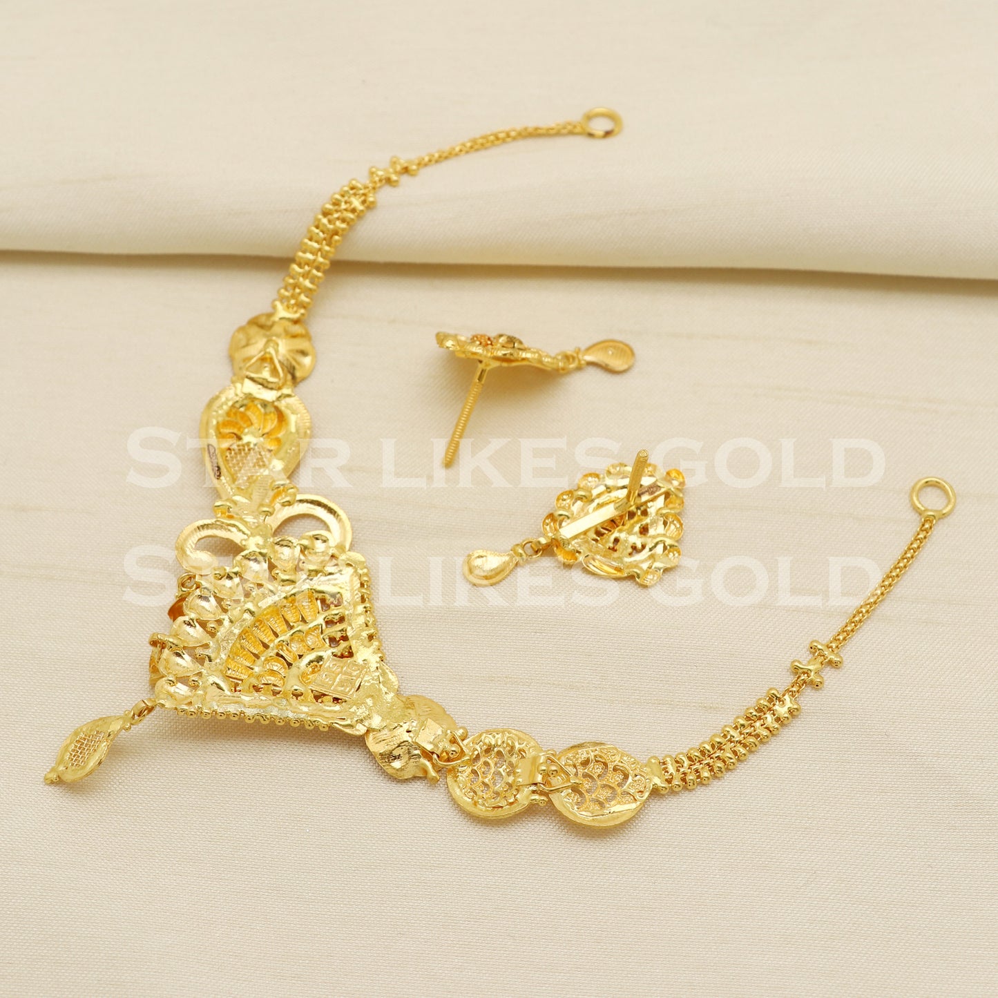 Fine 22KT 22 Karat GOLD NECKLACE Earrings set Jewelry, Indian jewelry, Perfect Gift for Loved Ones, PR1414