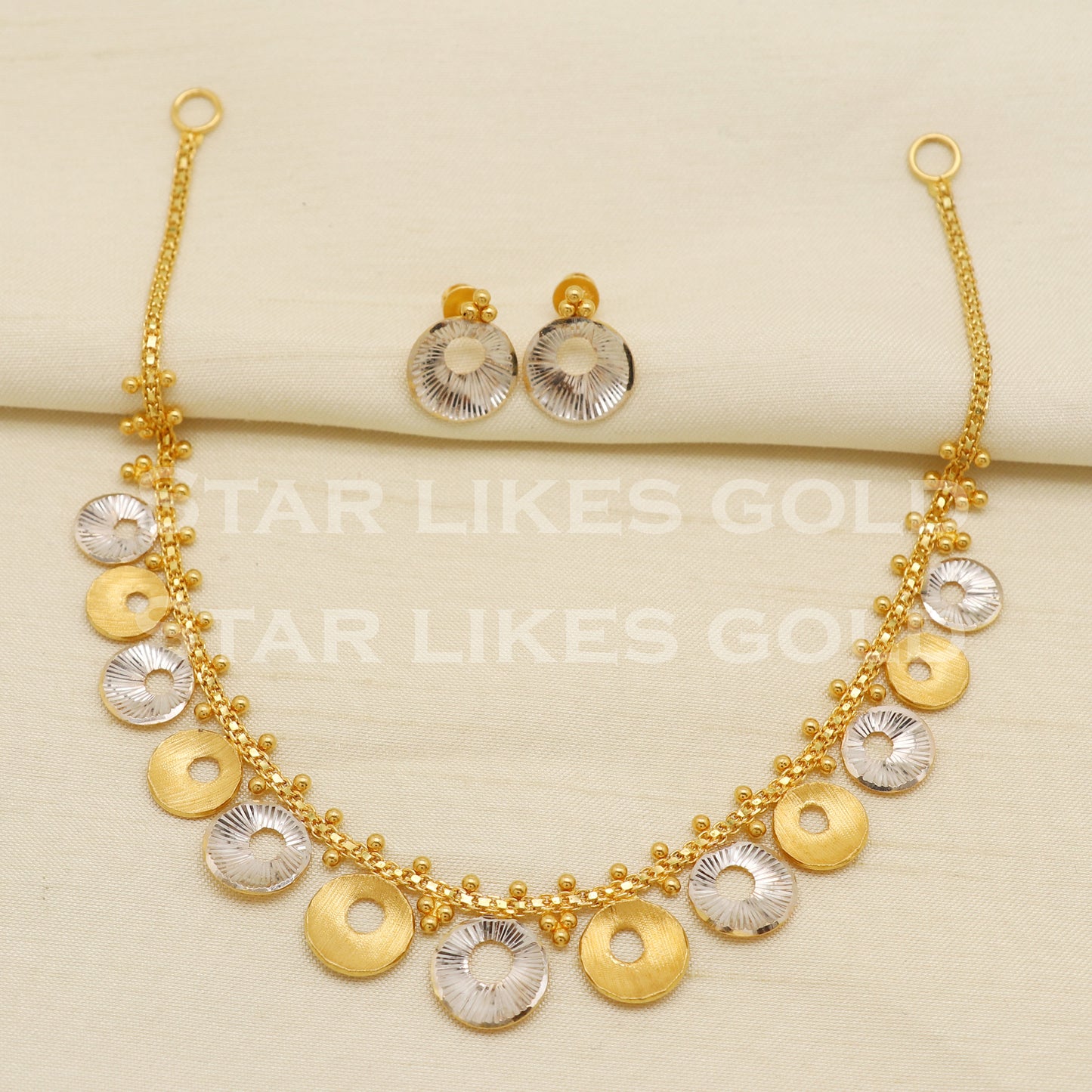 Fine 22KT 22 Karat GOLD NECKLACE Earrings set Two Tone Jewelry, Indian jewelry, Perfect Gift for Loved Ones, PR1415