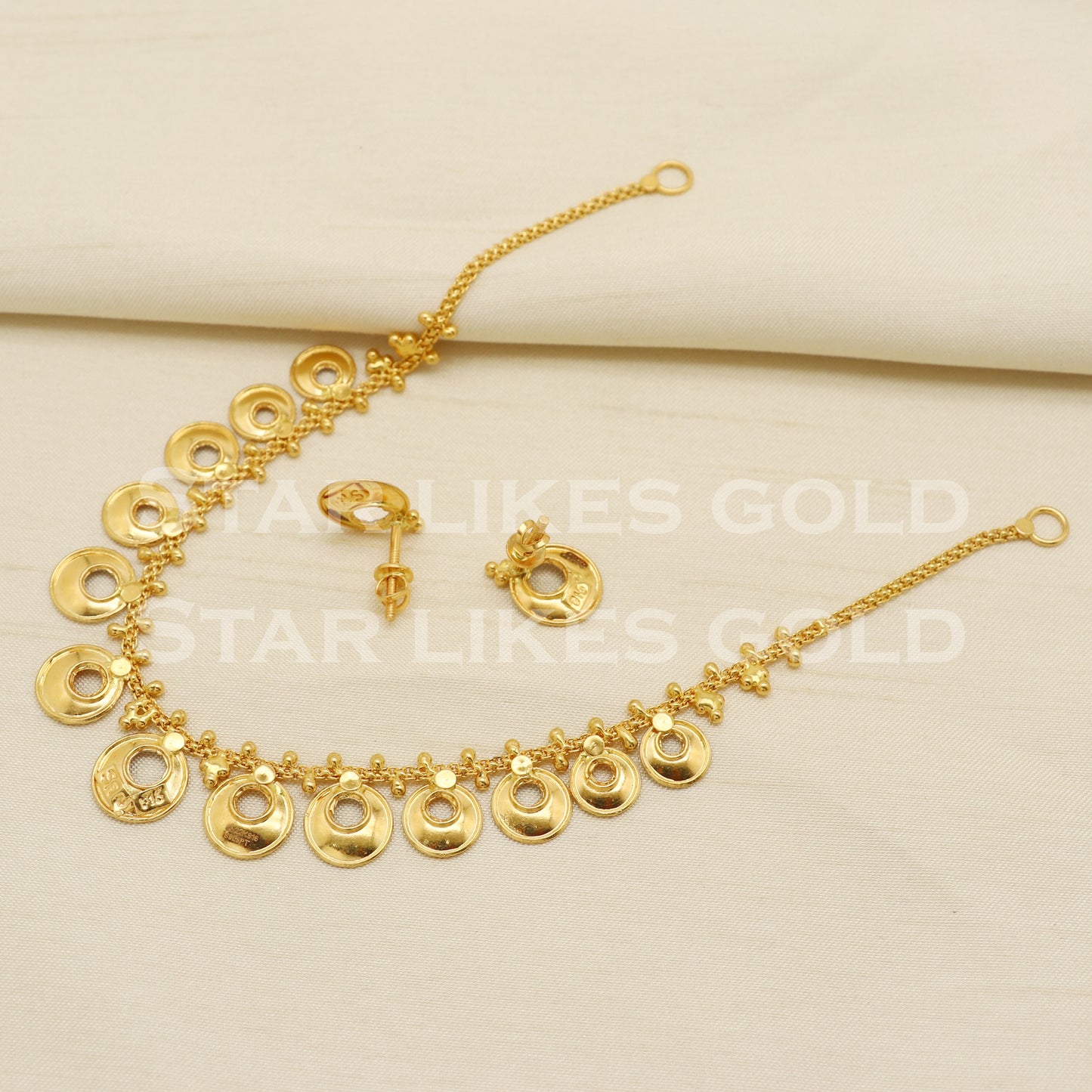 Fine 22KT 22 Karat GOLD NECKLACE Earrings set Two Tone Jewelry, Indian jewelry, Perfect Gift for Loved Ones, PR1415