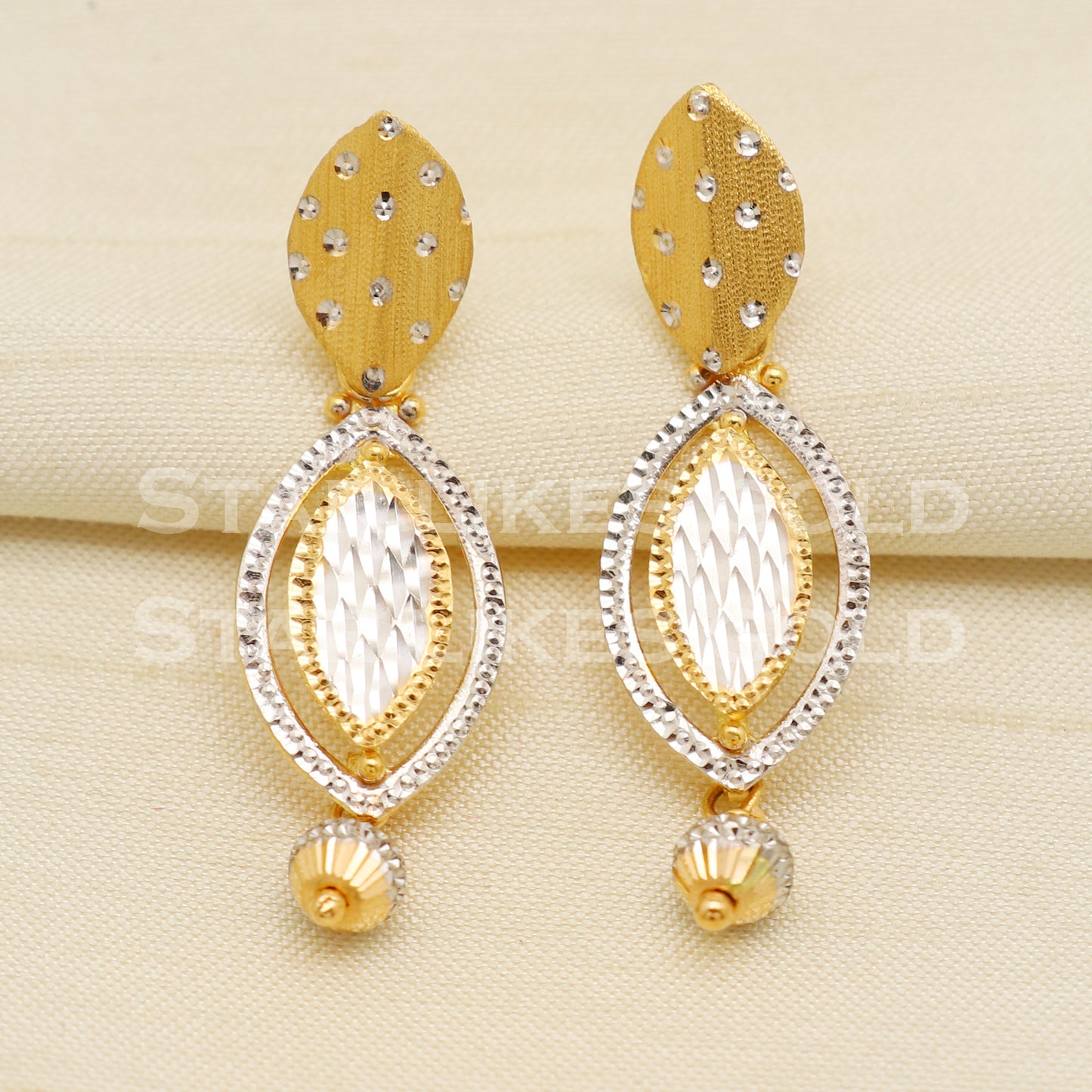Fine 22KT 22 Karat GOLD NECKLACE Earrings set Two Tone Jewelry, Indian jewelry, Perfect Gift for Loved Ones, PR1416