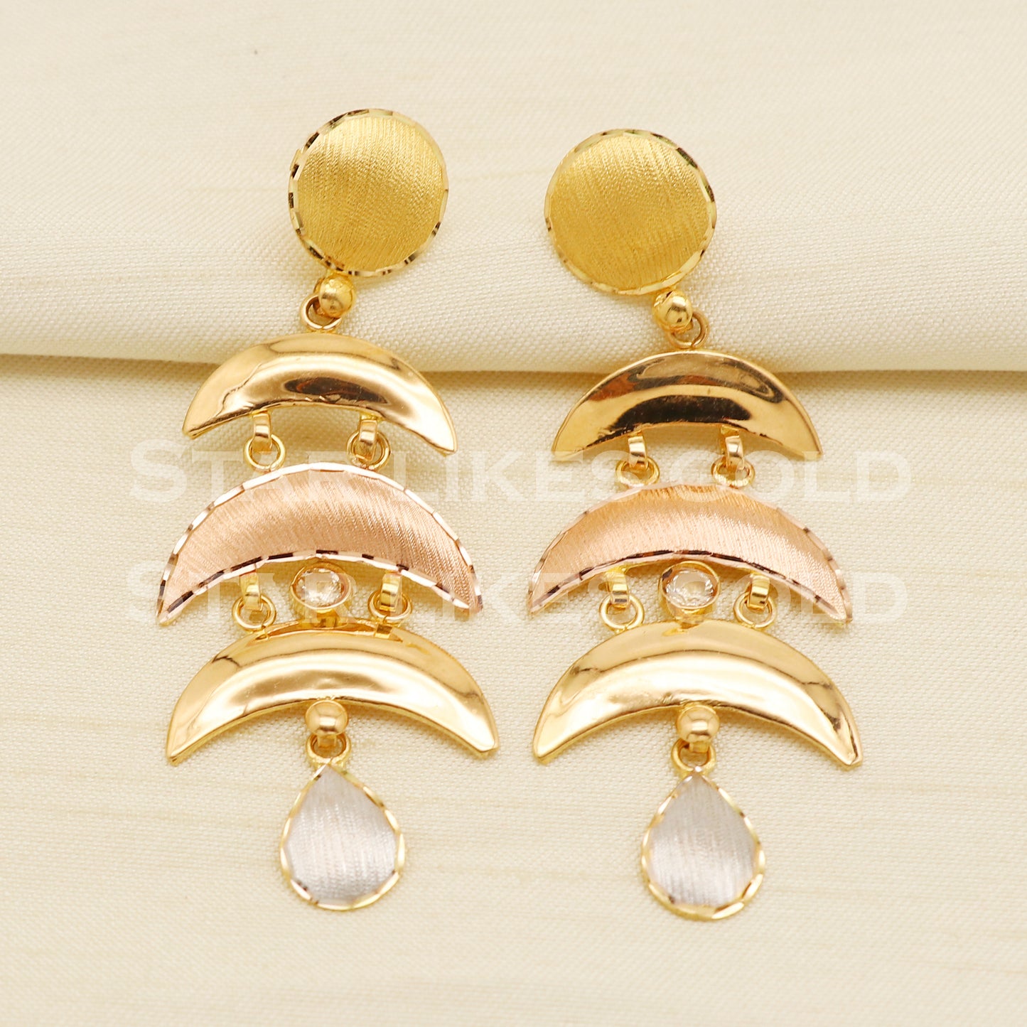 Fine 22KT 22 Karat GOLD NECKLACE Earrings set Multi Tone Jewelry, Indian jewelry, Perfect Gift for Loved Ones, PR1417