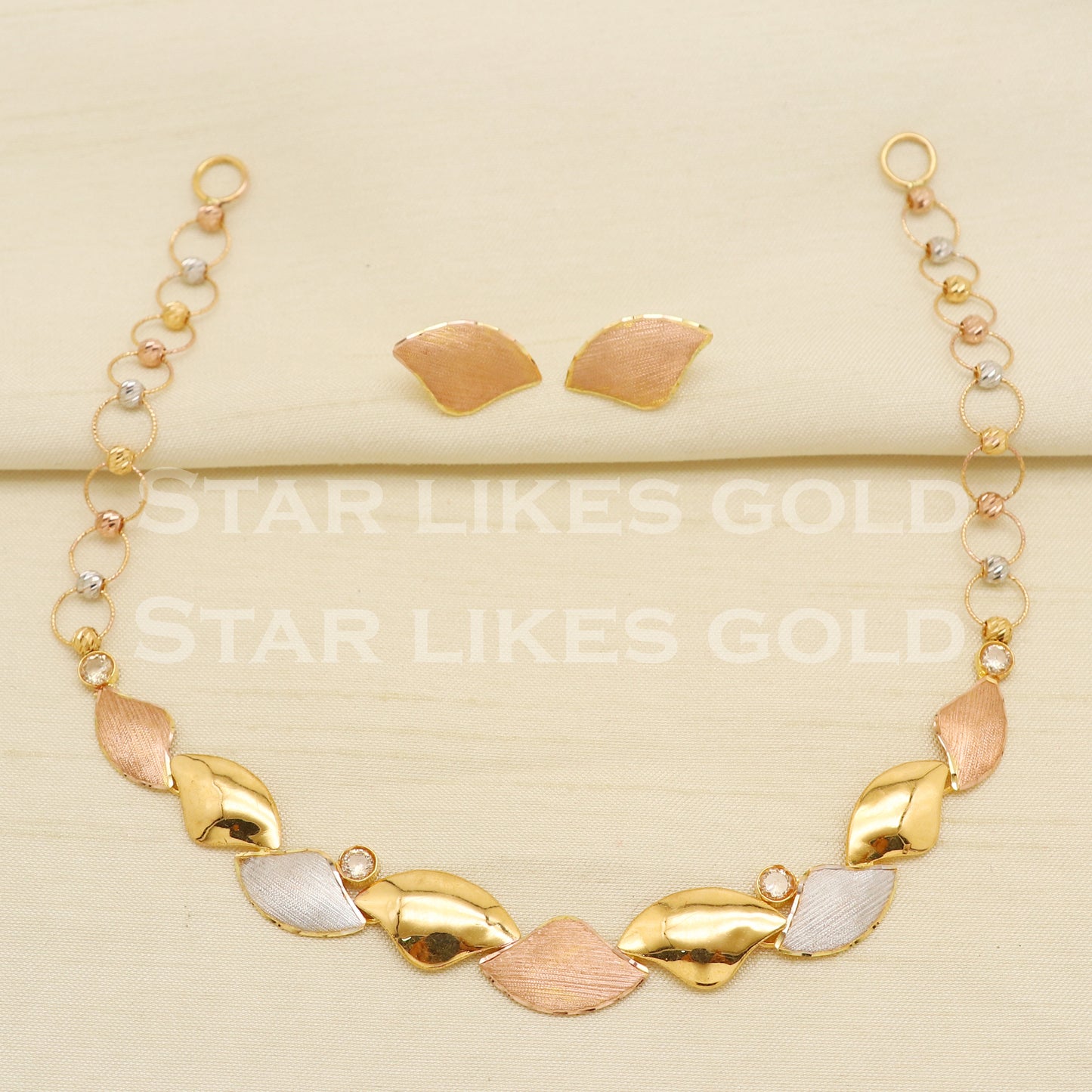 Stunning 22KT 22 Karat GOLD NECKLACE Multi Tone Jewelry, Indian jewelry, Perfect Gift for Loved Ones, PR1425