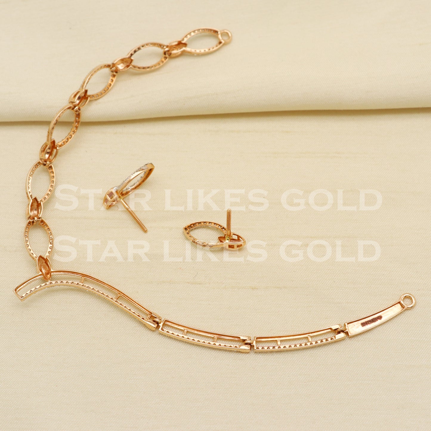 White Stones 18KT 18 Karat Rose GOLD NECKLACE Zircons Jewelry, Indian jewelry, Perfect Gift for Loved Ones, PR1430