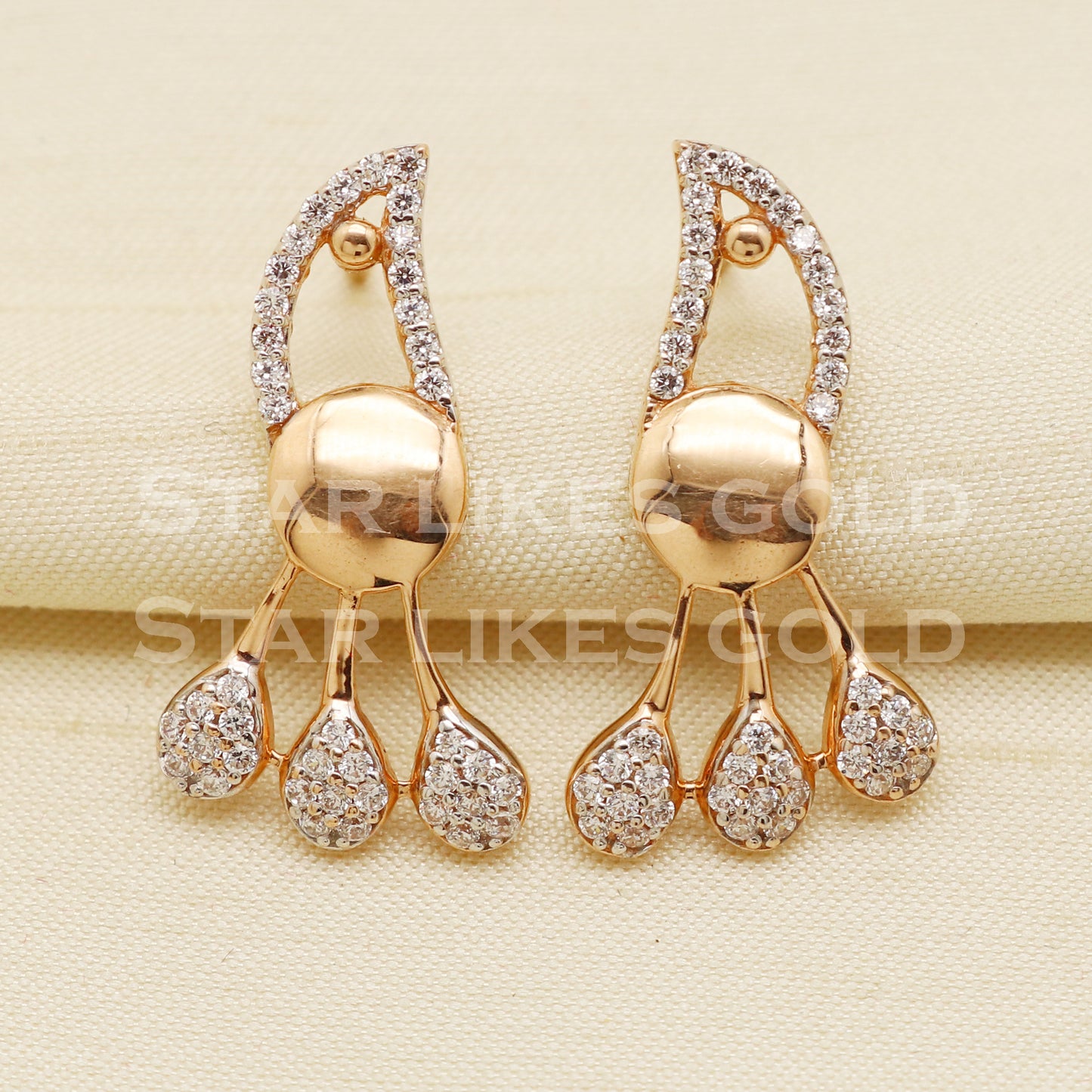 White Stones 18KT 18 Karat Rose GOLD NECKLACE Zircons Jewelry, Indian jewelry, Perfect Gift for Loved Ones, PR1431