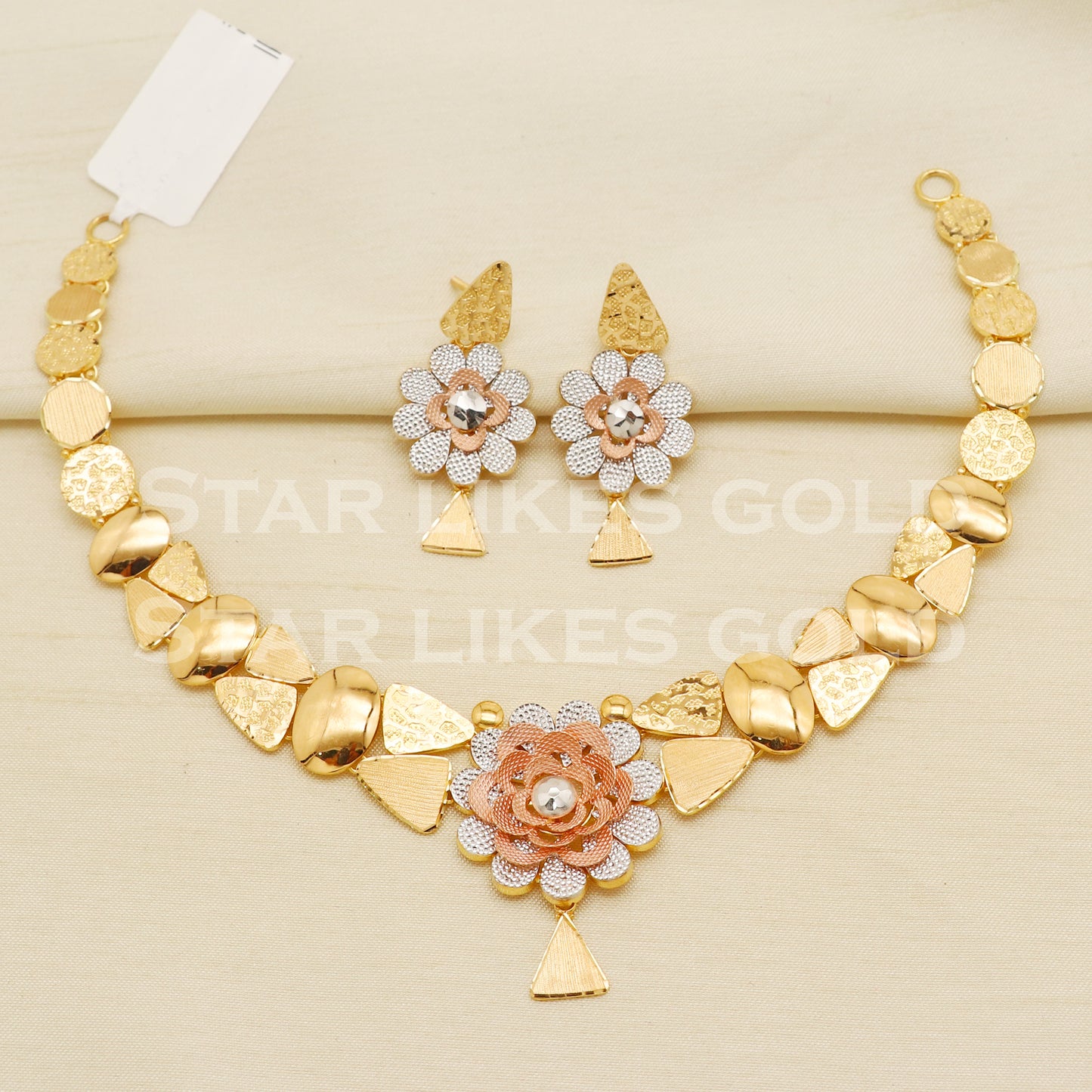 Tow Tone 22KT 22 Karat GOLD NECKLACE Bling Jewelry, Indian jewelry, Perfect Gift for Loved Ones, PR1435