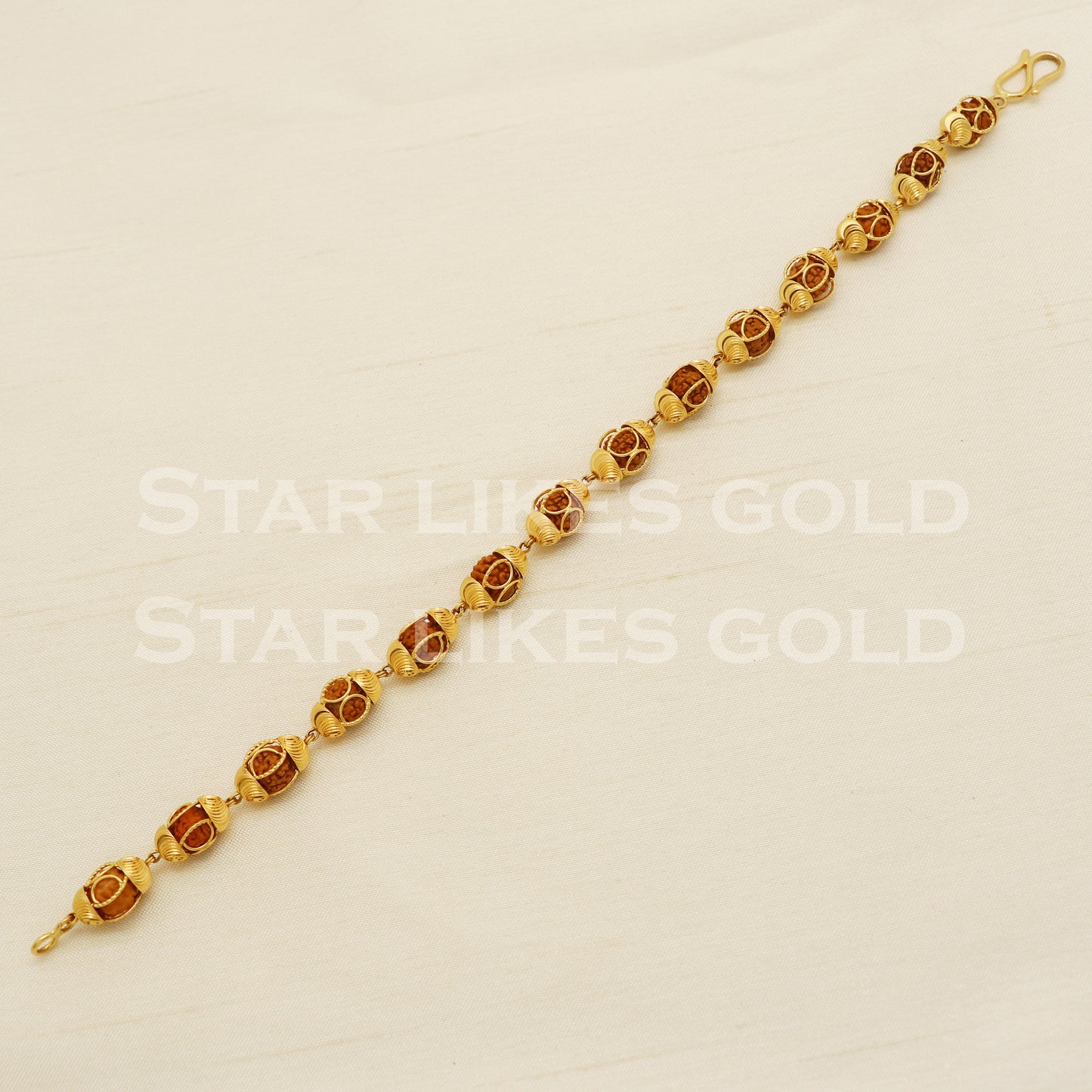 22k yellow gold Rudraksha chain bracelet fabulous customized chain necklace unisex jewelry from india men's jewelry, PR1445