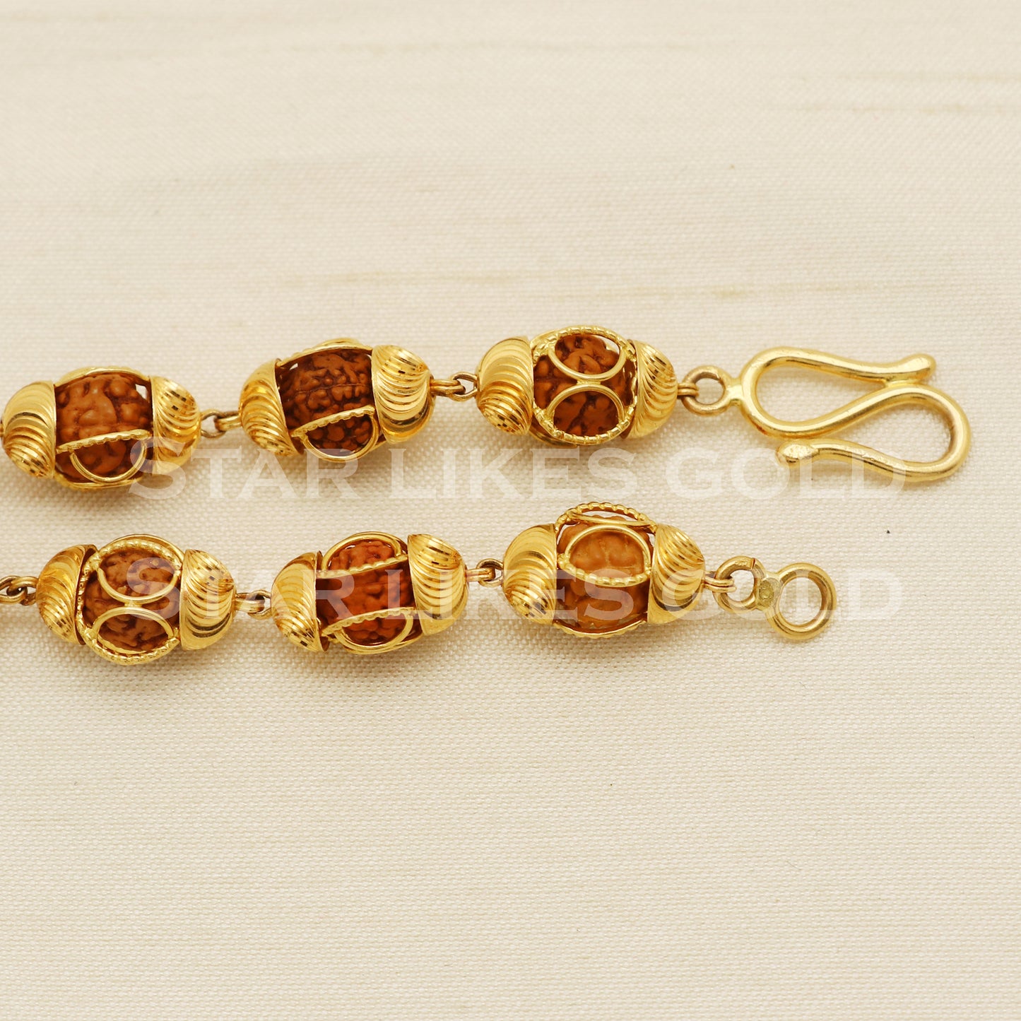 22k yellow gold Rudraksha chain bracelet fabulous customized chain necklace unisex jewelry from india men's jewelry, PR1445