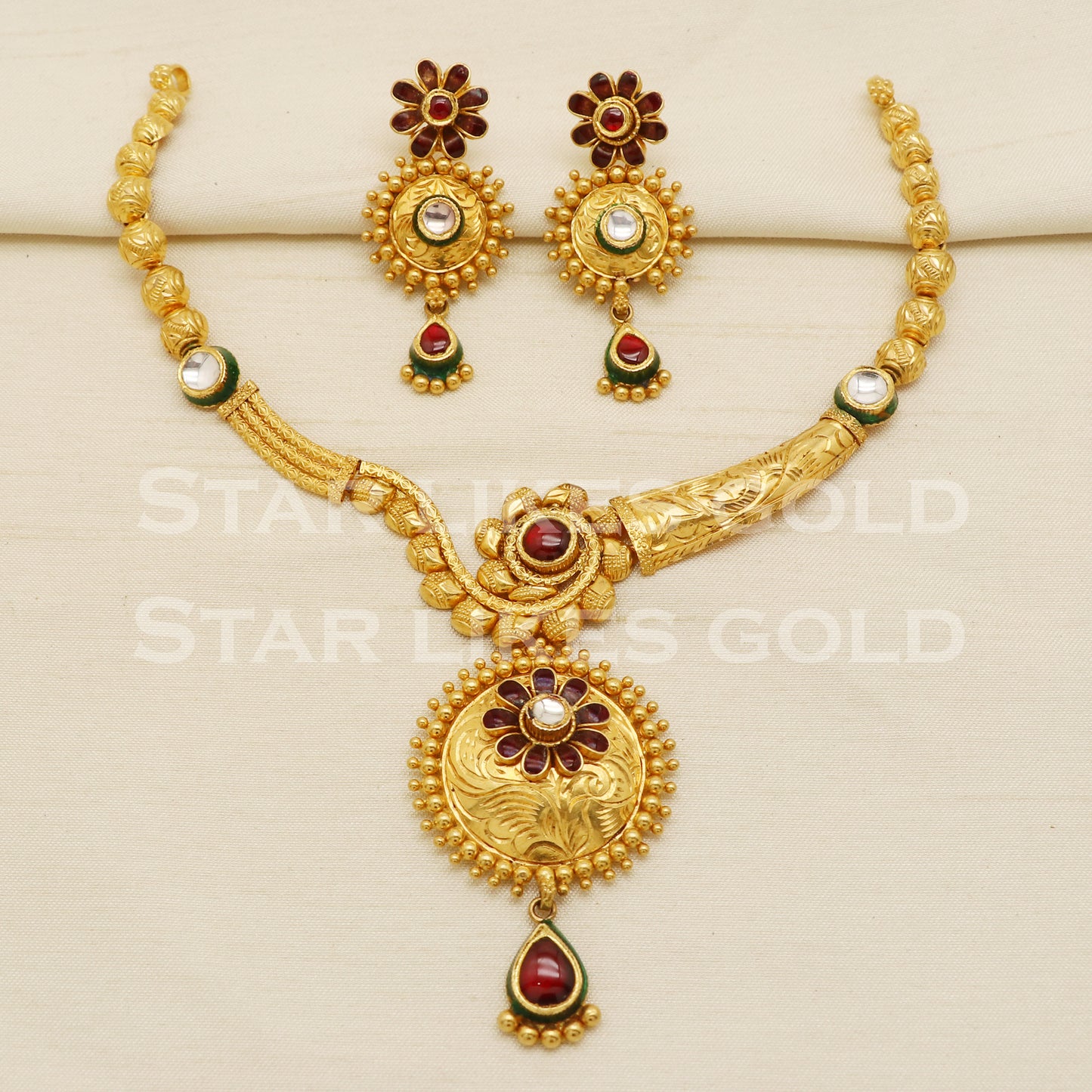 Traditional 22KT 22 Karat GOLD NECKLACE Wedding Jewelry, Perfect Gift for Loved Ones, PR1473