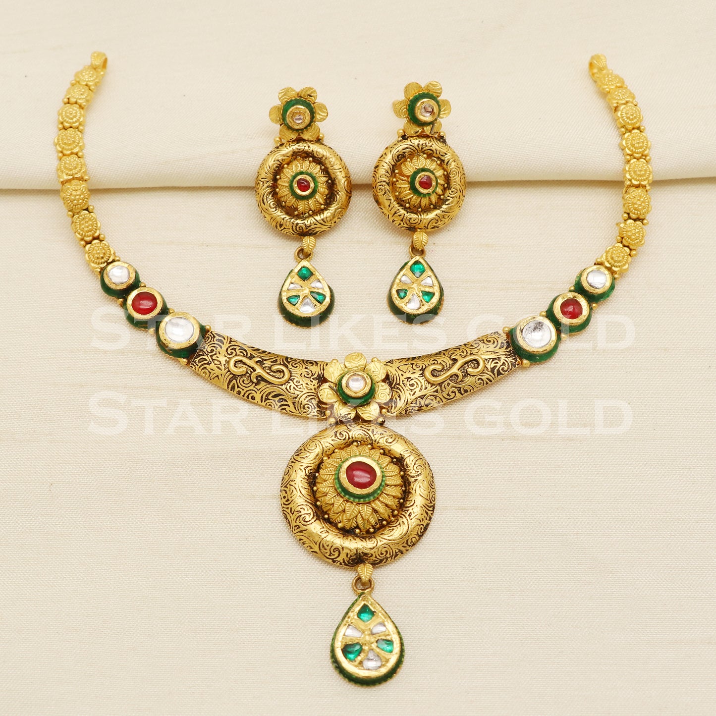 Traditional 22KT 22 Karat GOLD NECKLACE Wedding Jewelry, Perfect Gift for Loved Ones, PR1474