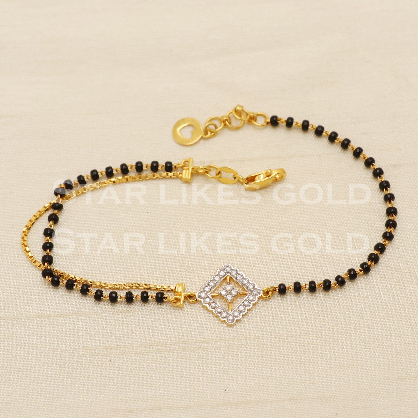 18 karat 18k gold Zircons Black Onyx Women Bracelet jewelry, PR1530