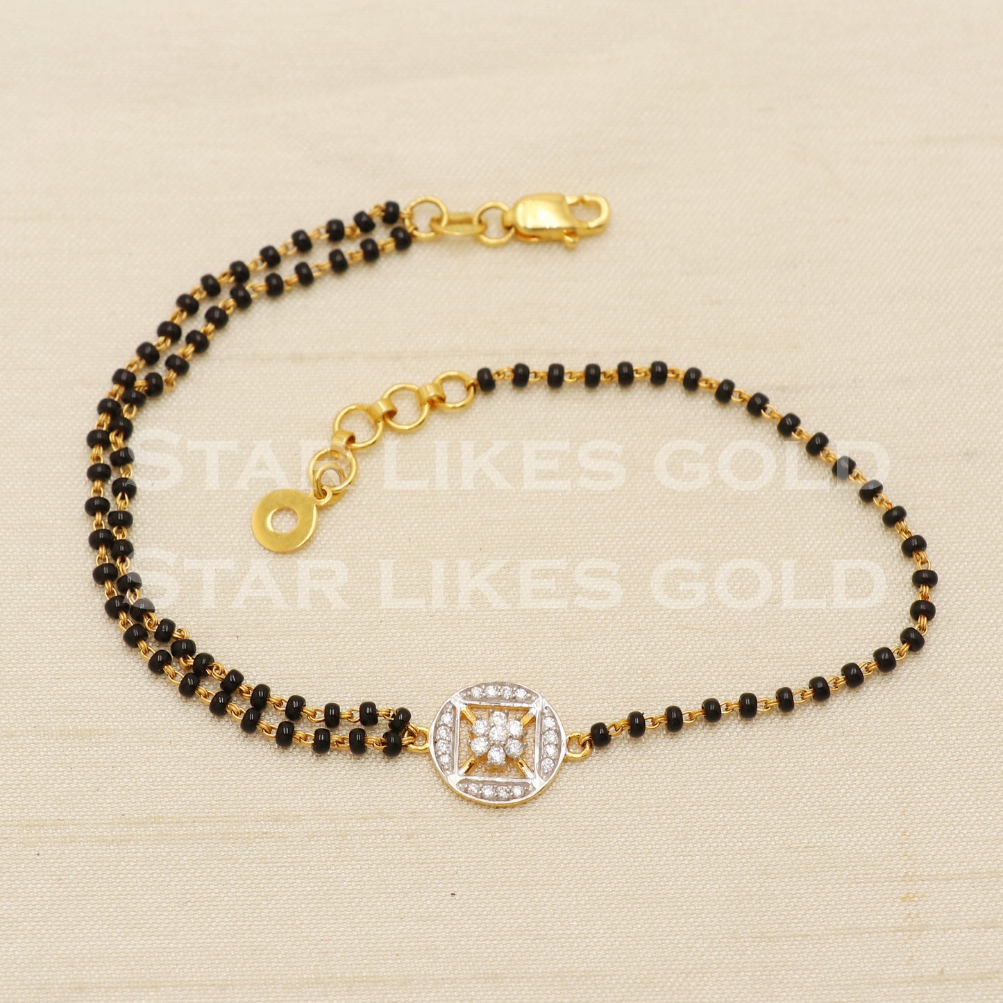 18 karat 18k gold Zircons Black Onyx Women Bracelet jewelry, PR1532