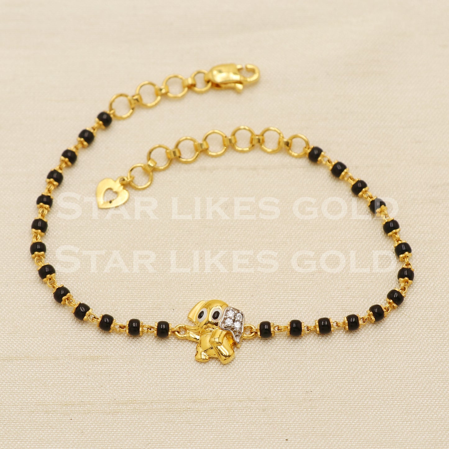 18 karat 18k gold Zircons Black Onyx Women Bracelet jewelry, PR1533