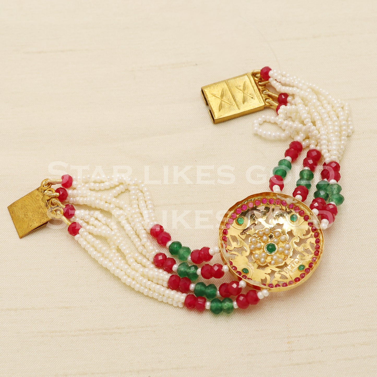 Multi Color Stones 22 karat 22k gold Bracelet Indian Traditional Jewelry for Wedding Gift, PR1562