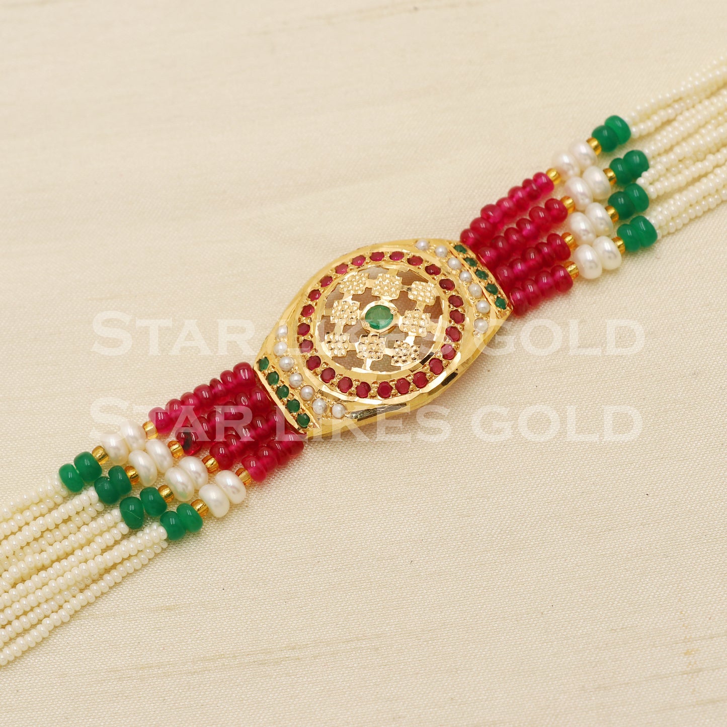 Multi Color Stones 22 karat 22k gold Bracelet Indian Traditional Jewelry for Wedding Gift, PR1563