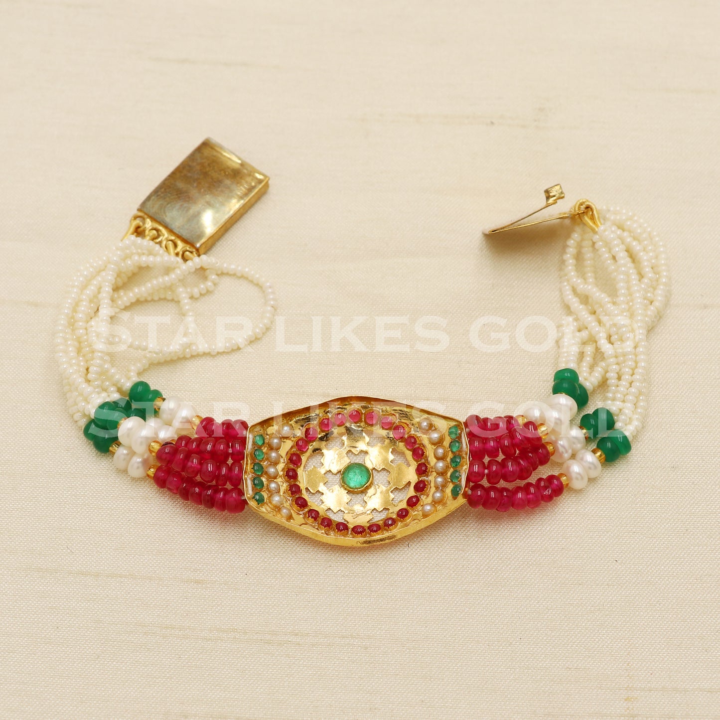 Multi Color Stones 22 karat 22k gold Bracelet Indian Traditional Jewelry for Wedding Gift, PR1563