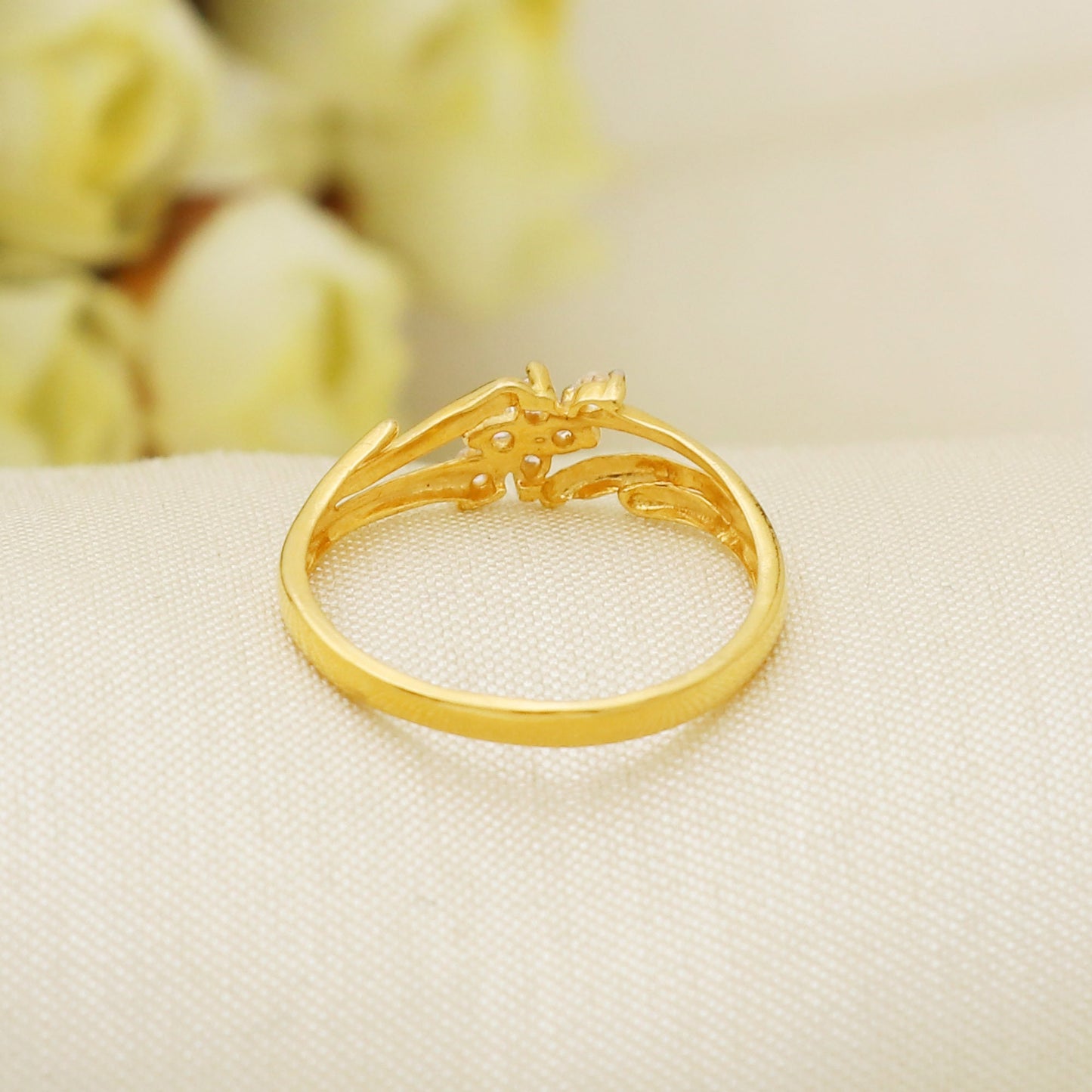Fashion Right Hand 22k Gold Ring Statement Jewelry, Under 2 Grams, All Sizes