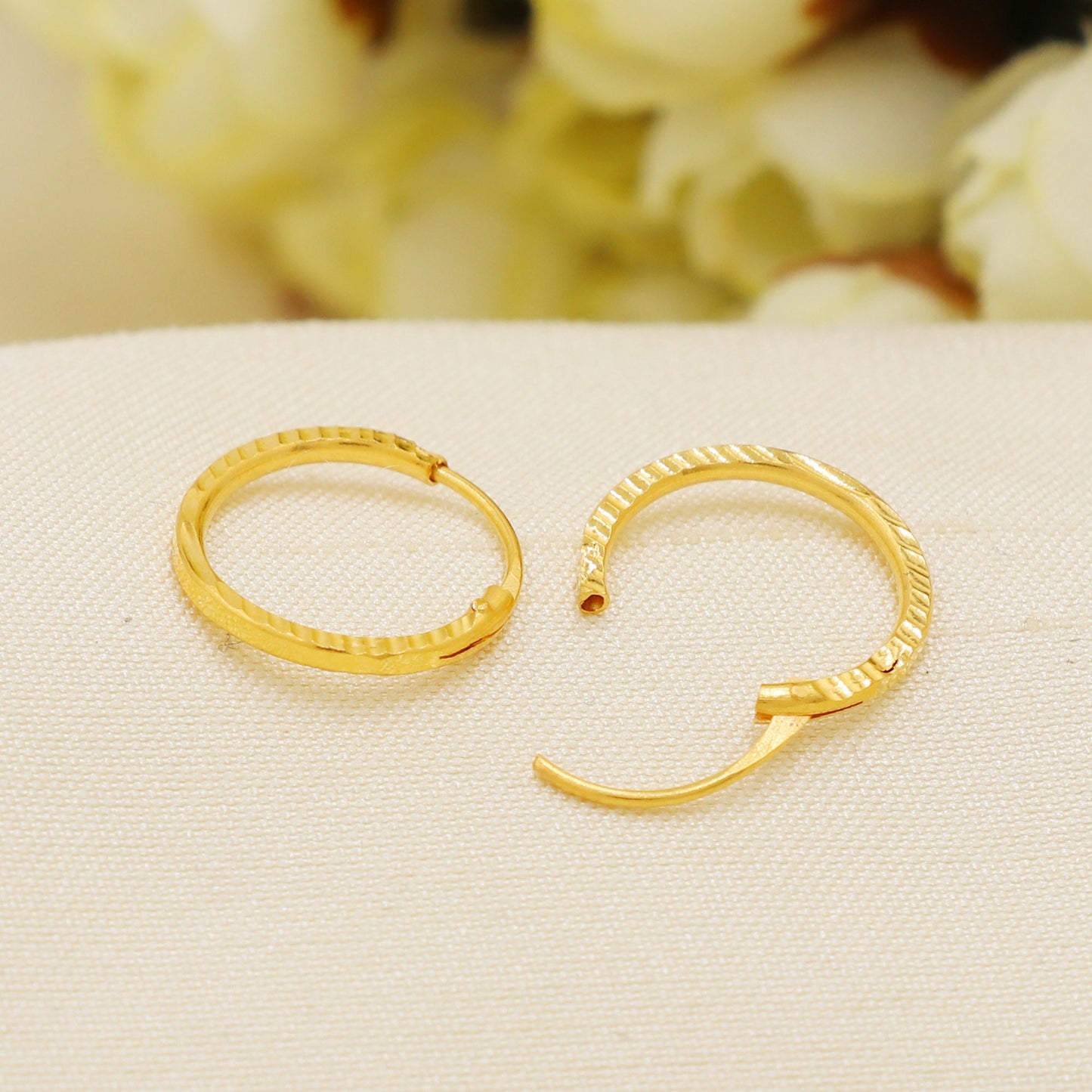 Beautiful Solid 22K Yellow Gold Hoop Earrings Genuine Hallmarked 916 Handcrafted Jewelry