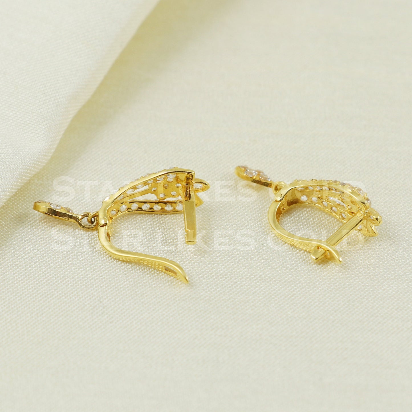 zircons 18 karat 18k gold bali hoop earrings jewelry