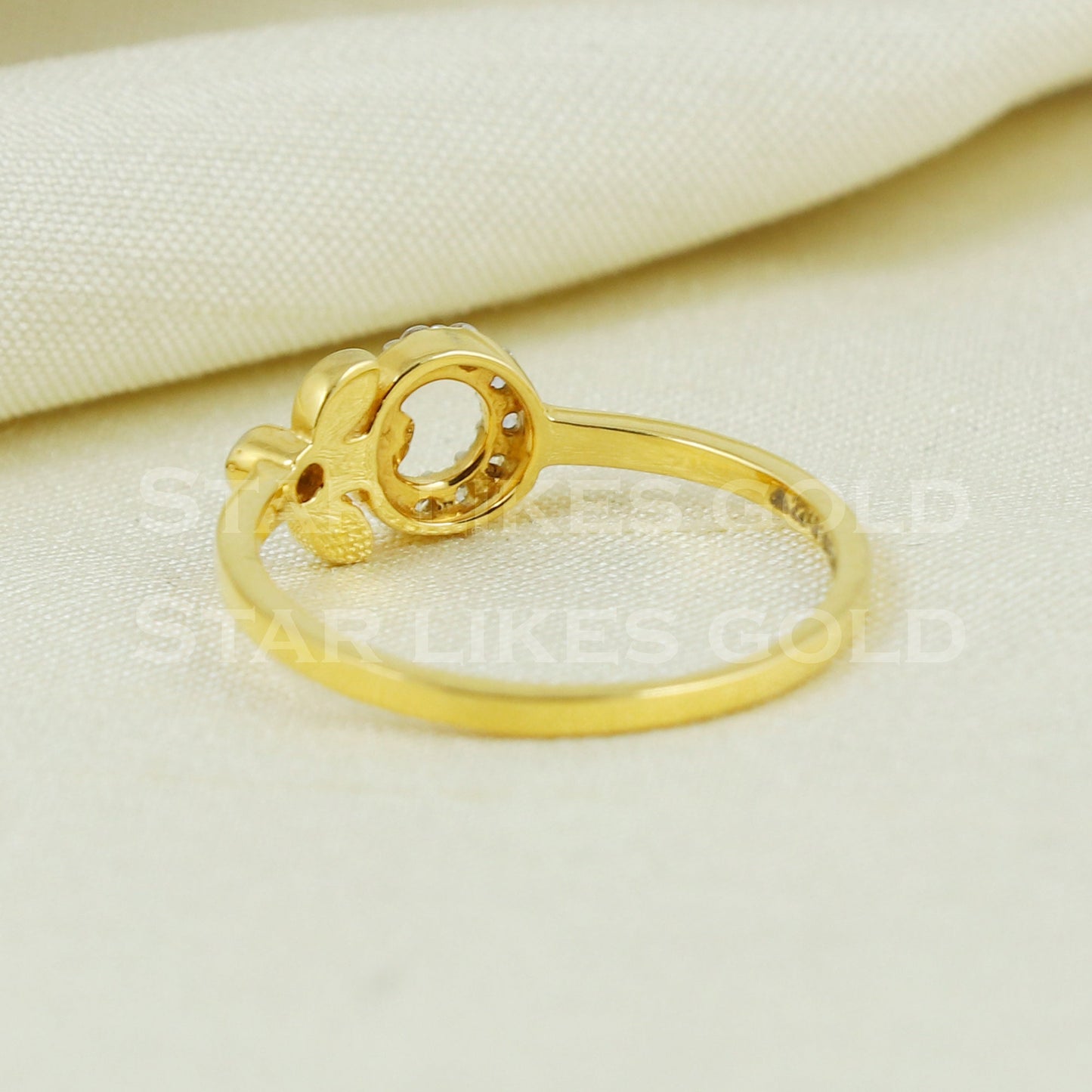 Zircon 22K Gold Dainty Ring Genuine Hallmarked 916 Handcrafted Jewelry