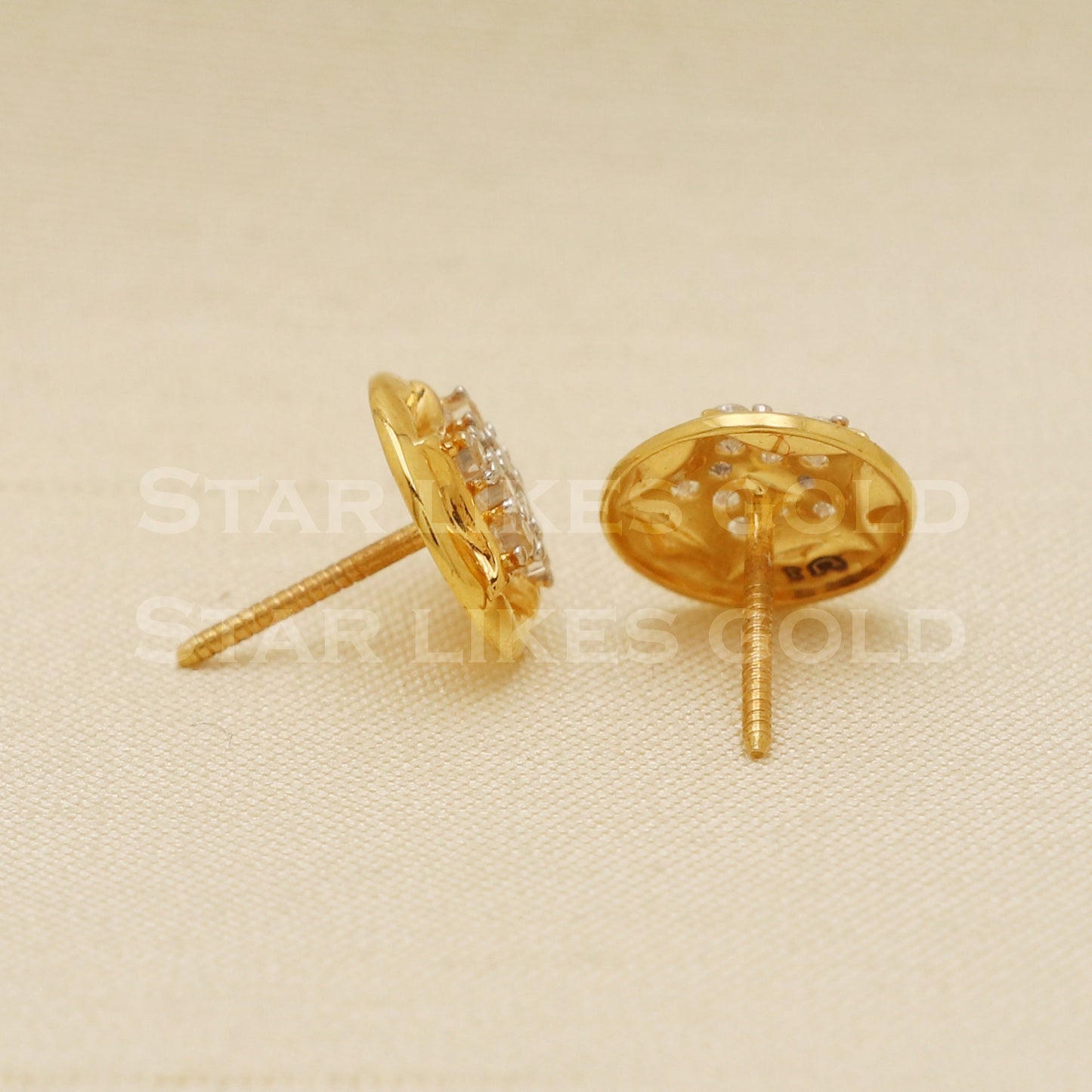 star design 18 karat 18k gold stud earrings jewelry