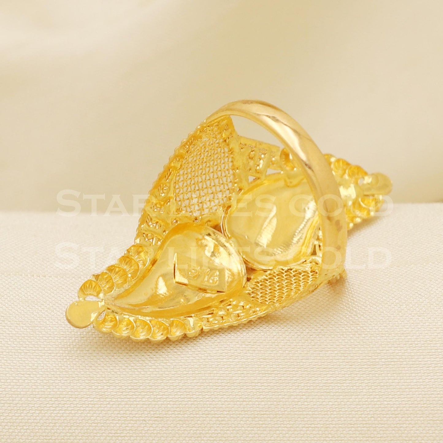 Elegant 22K Yellow Gold Long Pattern Ring | Bridal & Festive Wear B1310