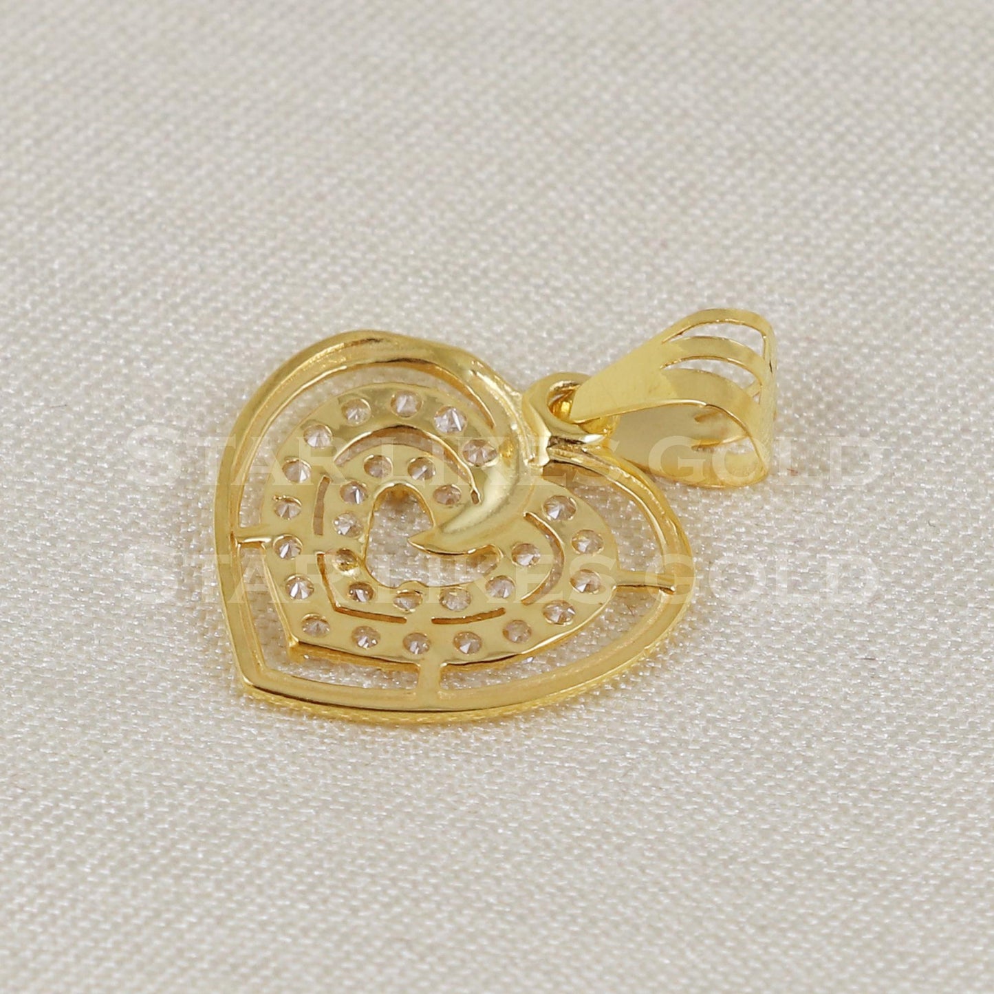 Heart 18k Yellow Gold Pendant Indian Handmade Jewelry