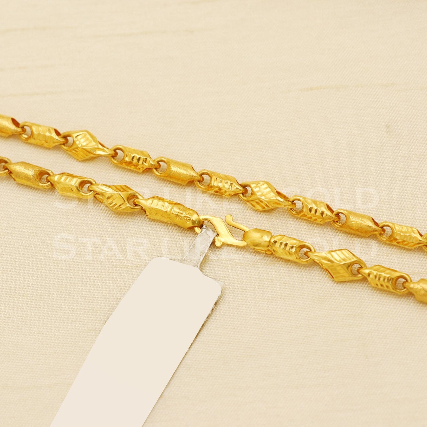 22k Hallmark Gold Textured Barrel Link Chain for Men & Women, B1423