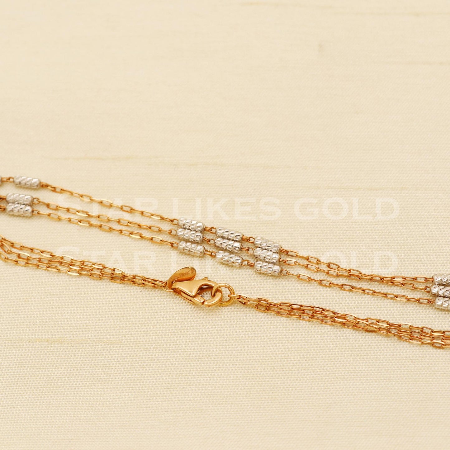 18k GOLD chain necklace Handmade fine Jewelry, B1442