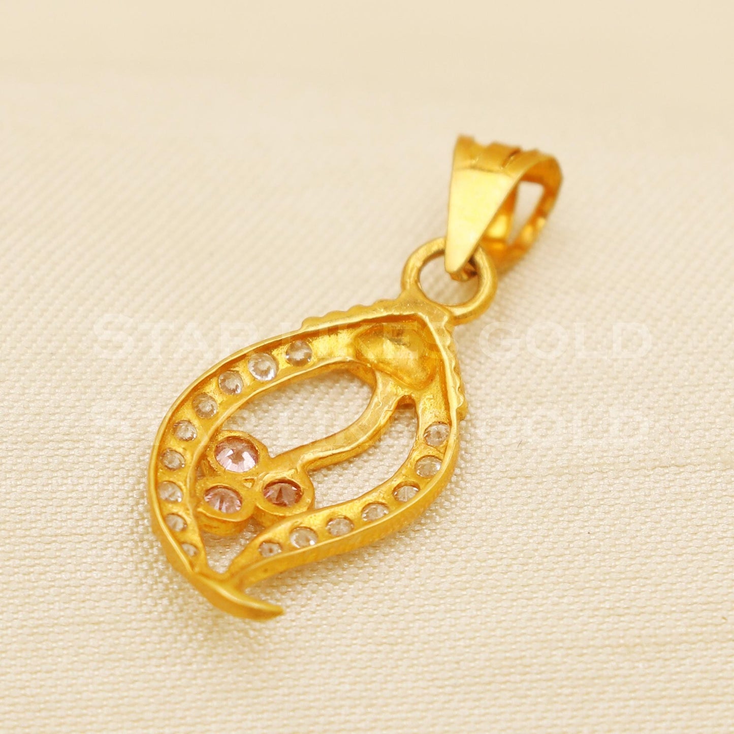 Beautiful 18k Yellow Gold Handmade Zircon Pendant Jewelry, B1477