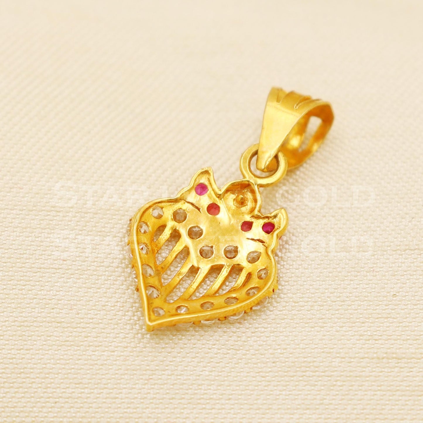 Heart 18k Yellow Gold Handmade Zircon Pendant Jewelry, B1493