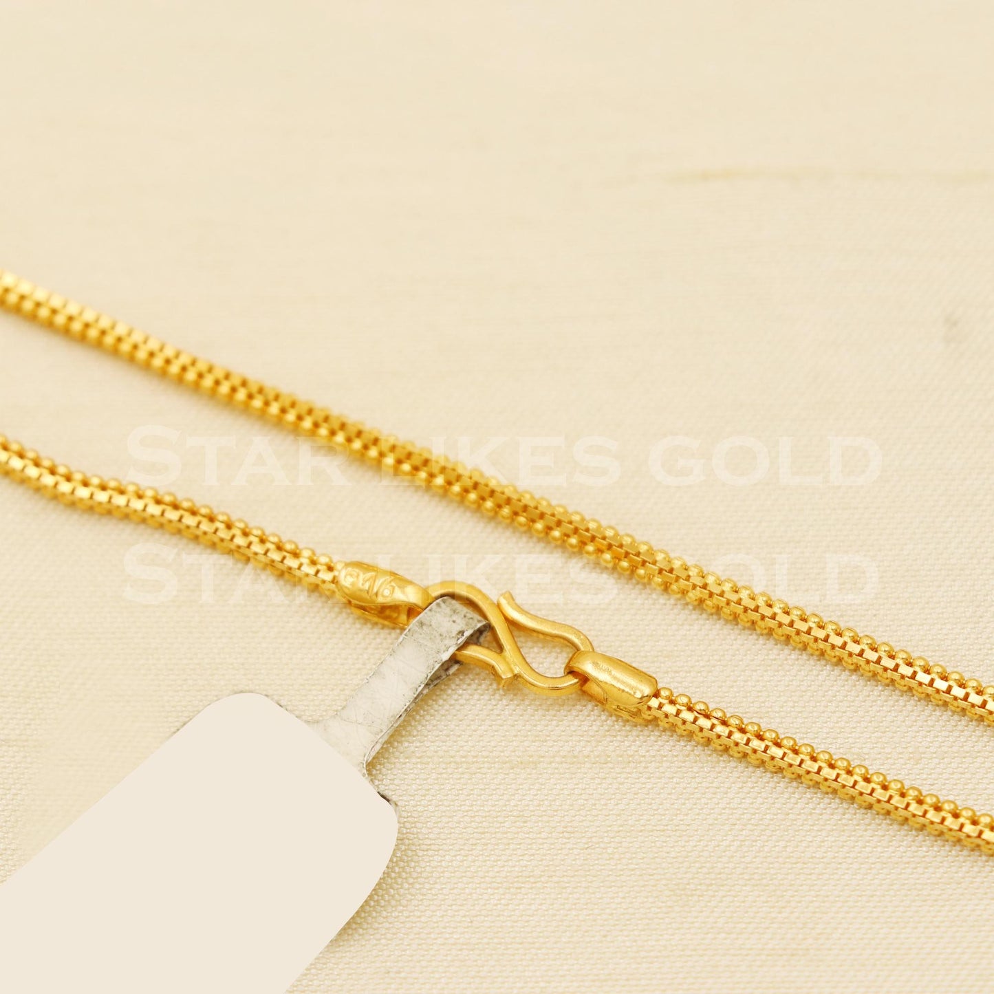 Premium 22k Gold Box Design Chain with Hallmark, B1419