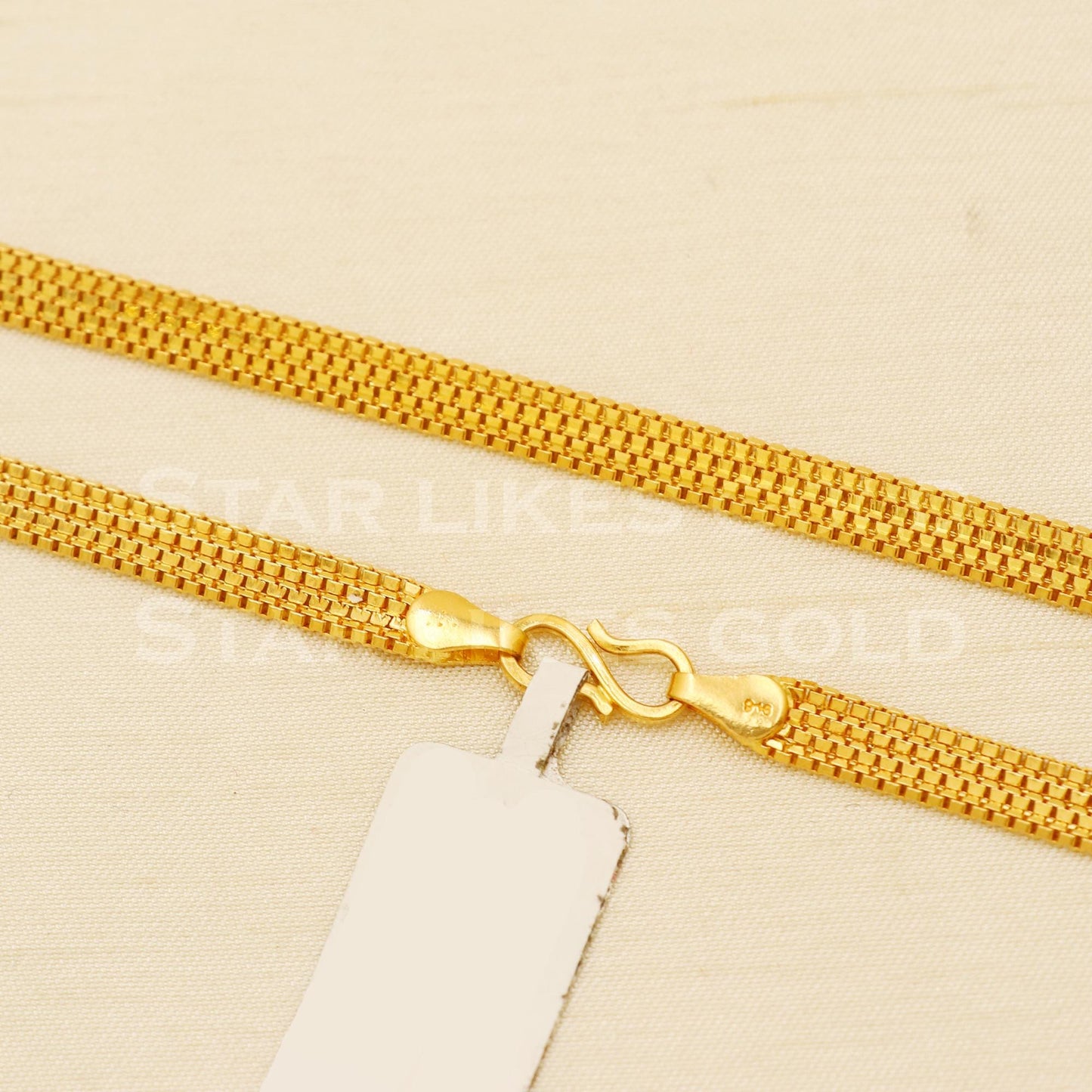 22k Hallmark Gold Men's Triple Box Link Chain – Stunning Flat Design, B1429