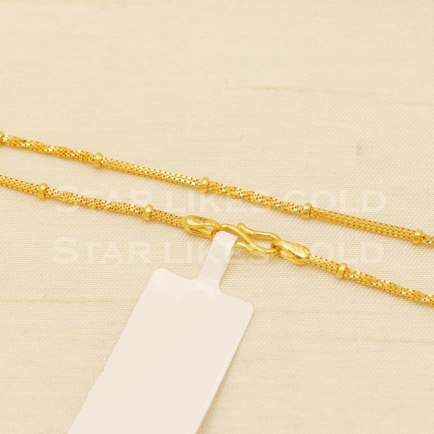 22k Hallmark Gold Delicate Mesh Chain with Elegant Gold Beads, B1435