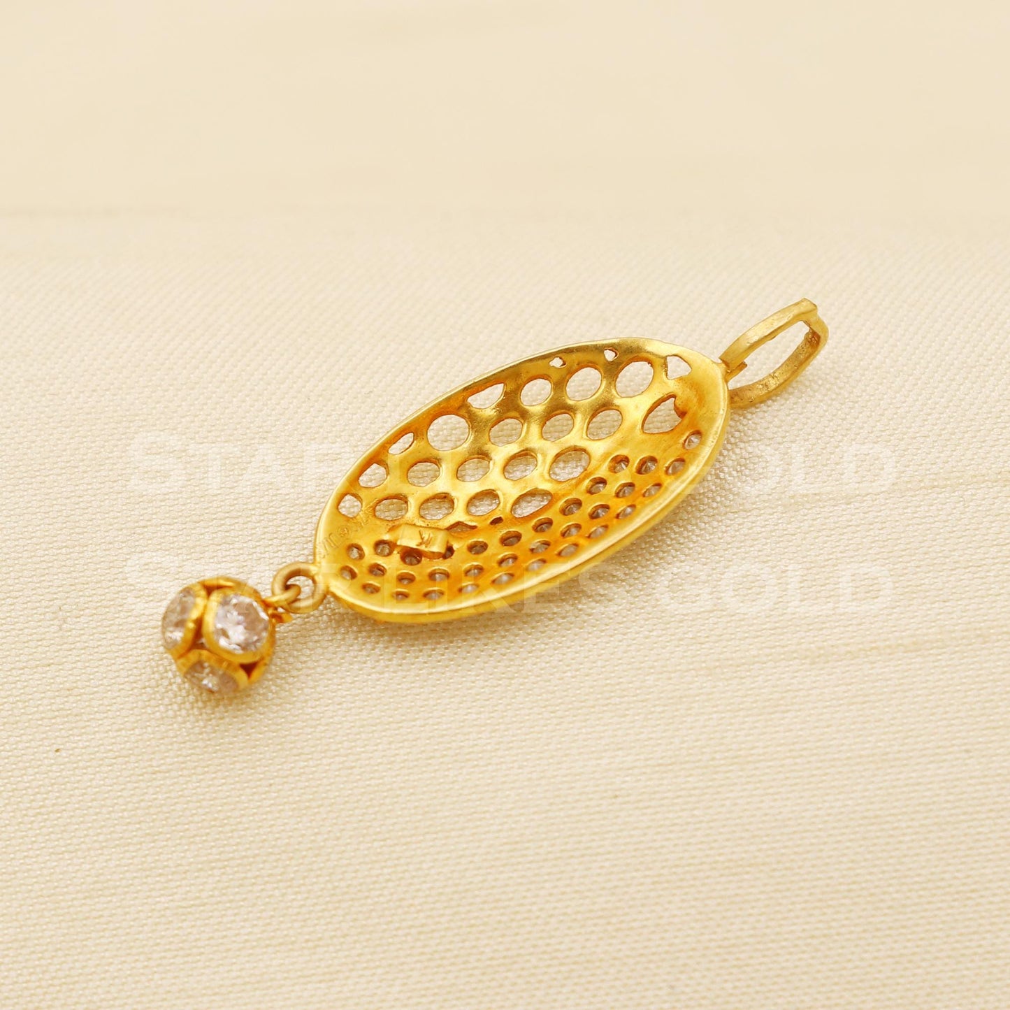 Beautiful 18k Yellow Gold Handmade Zircon Pendant Jewelry, B1472