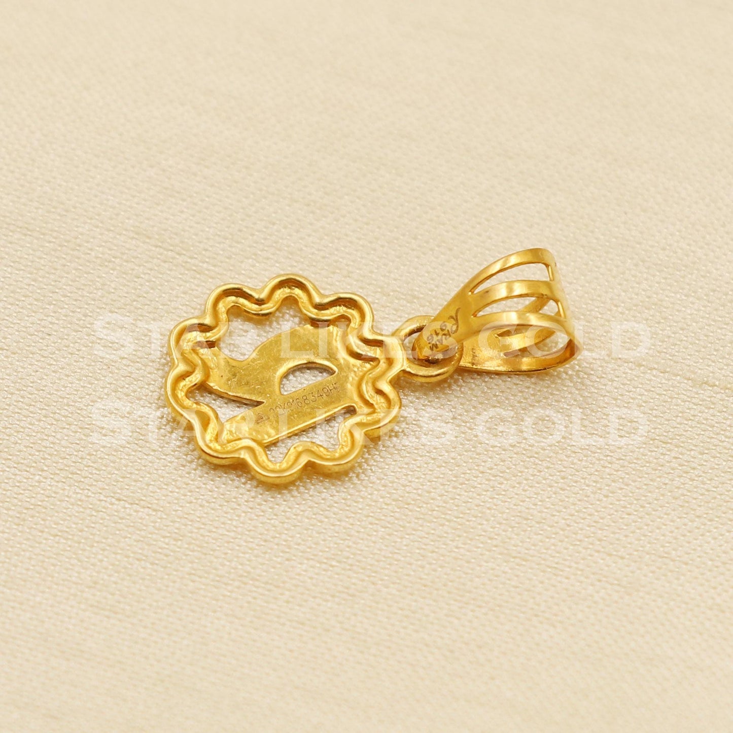 R Name Initials 22k Yellow Gold Handmade Pendant Jewelry, PR1162