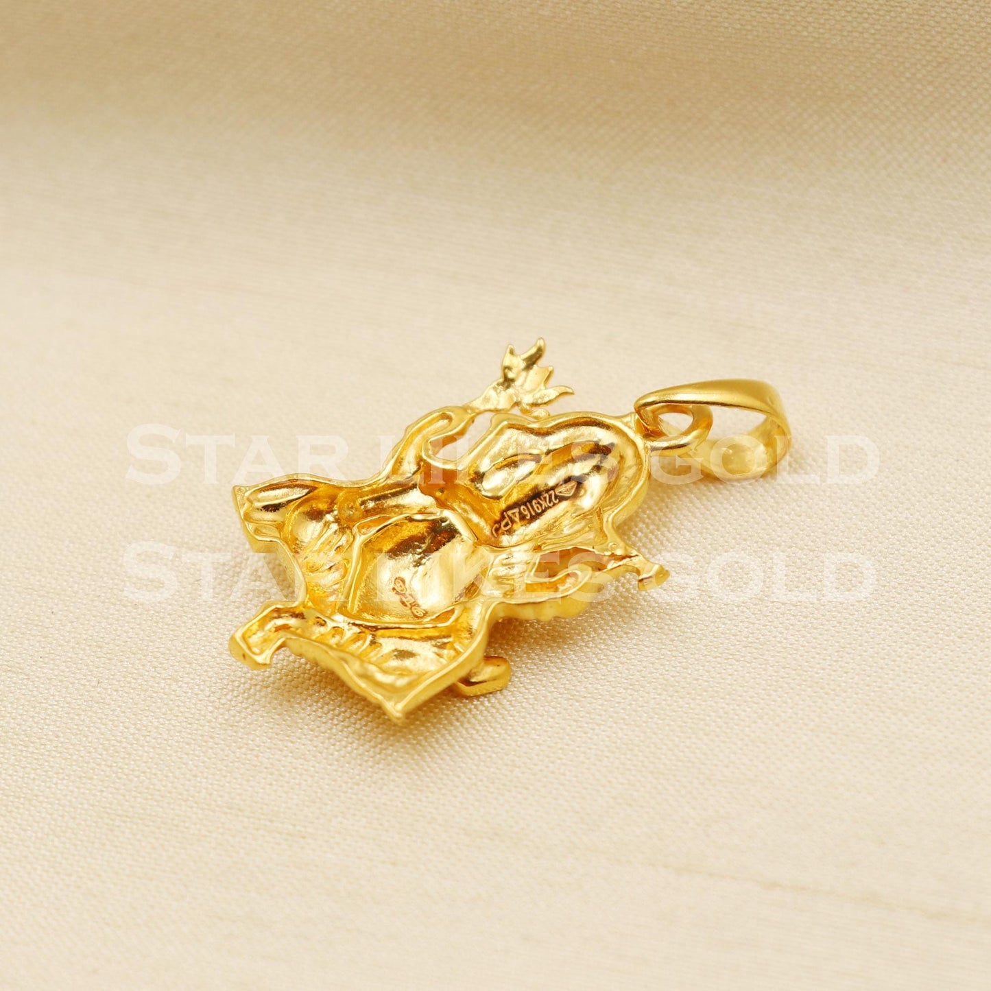 Ganeshji 22k Yellow Gold Handmade Charms Pendant light weight Jewelry, PR1213