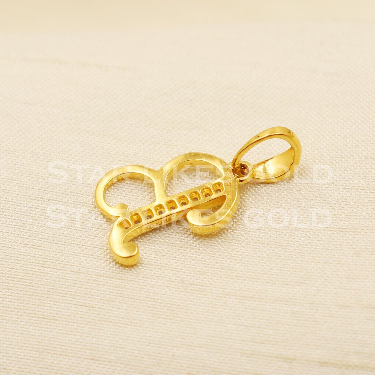 B Name Initial 18k Yellow Gold Handmade Charms Pendant light weight Jewelry, PR1222