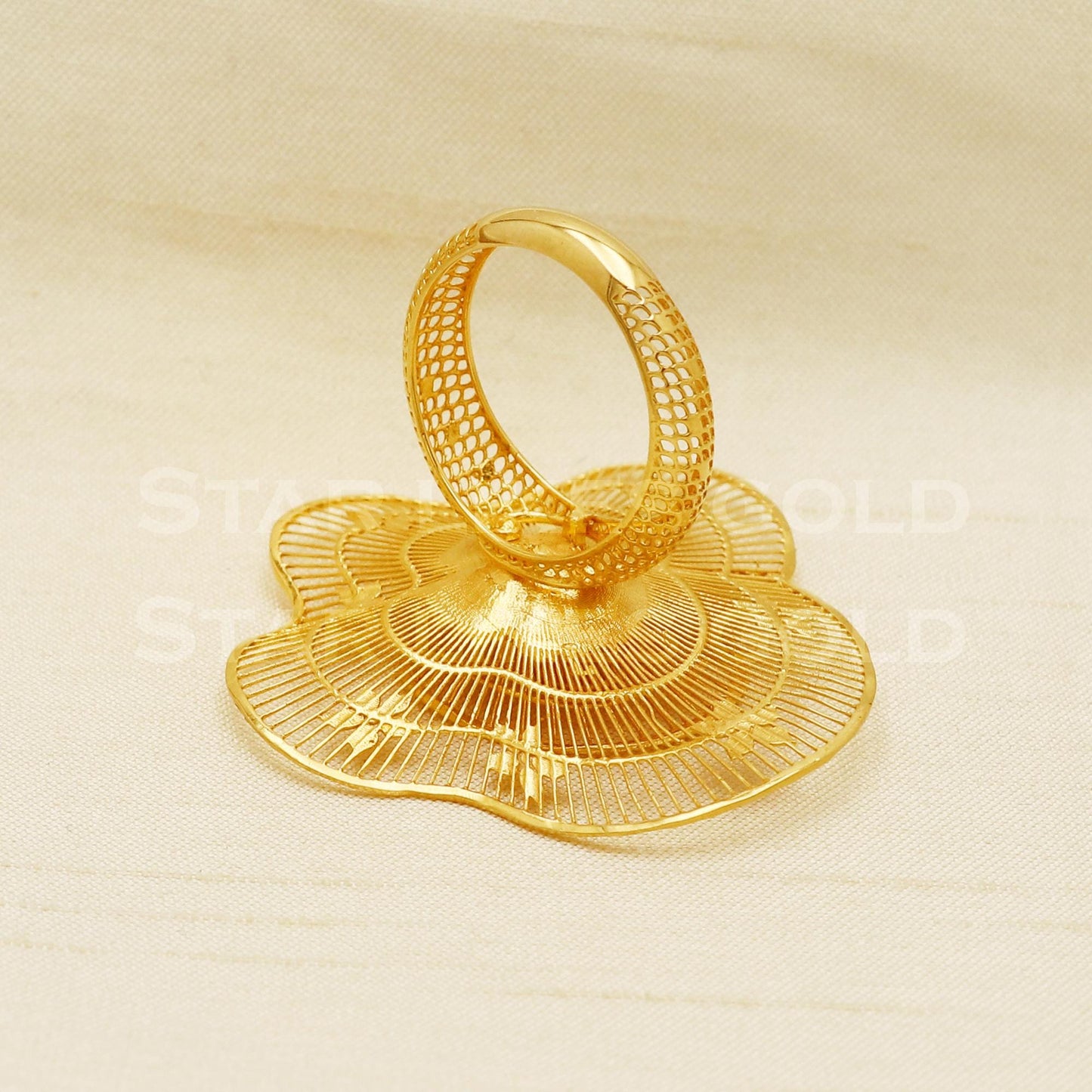 Dainty 18k Gold Layered Flower Ring | Premium Artisan Jewelry, PR1040