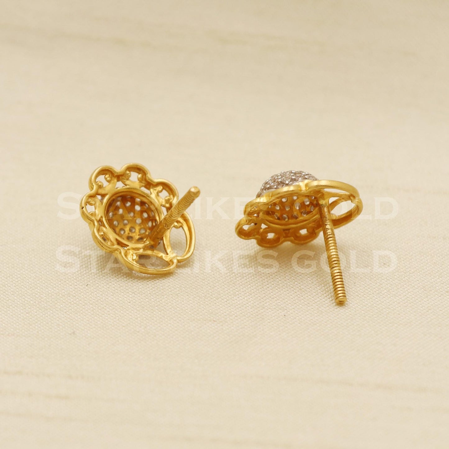 Zircons 22k 22 karat gold earrings jewelry, PR1117